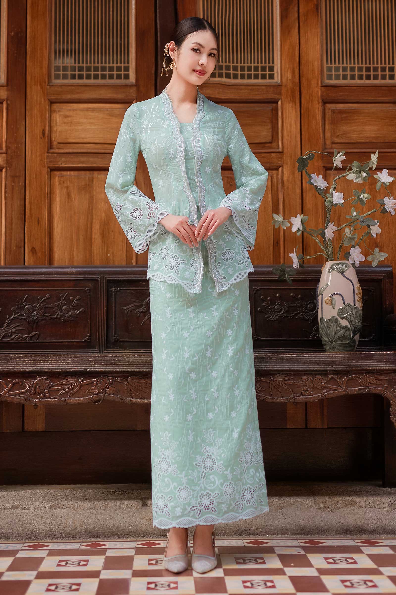 Sofea Kebaya Top (Mint Green)