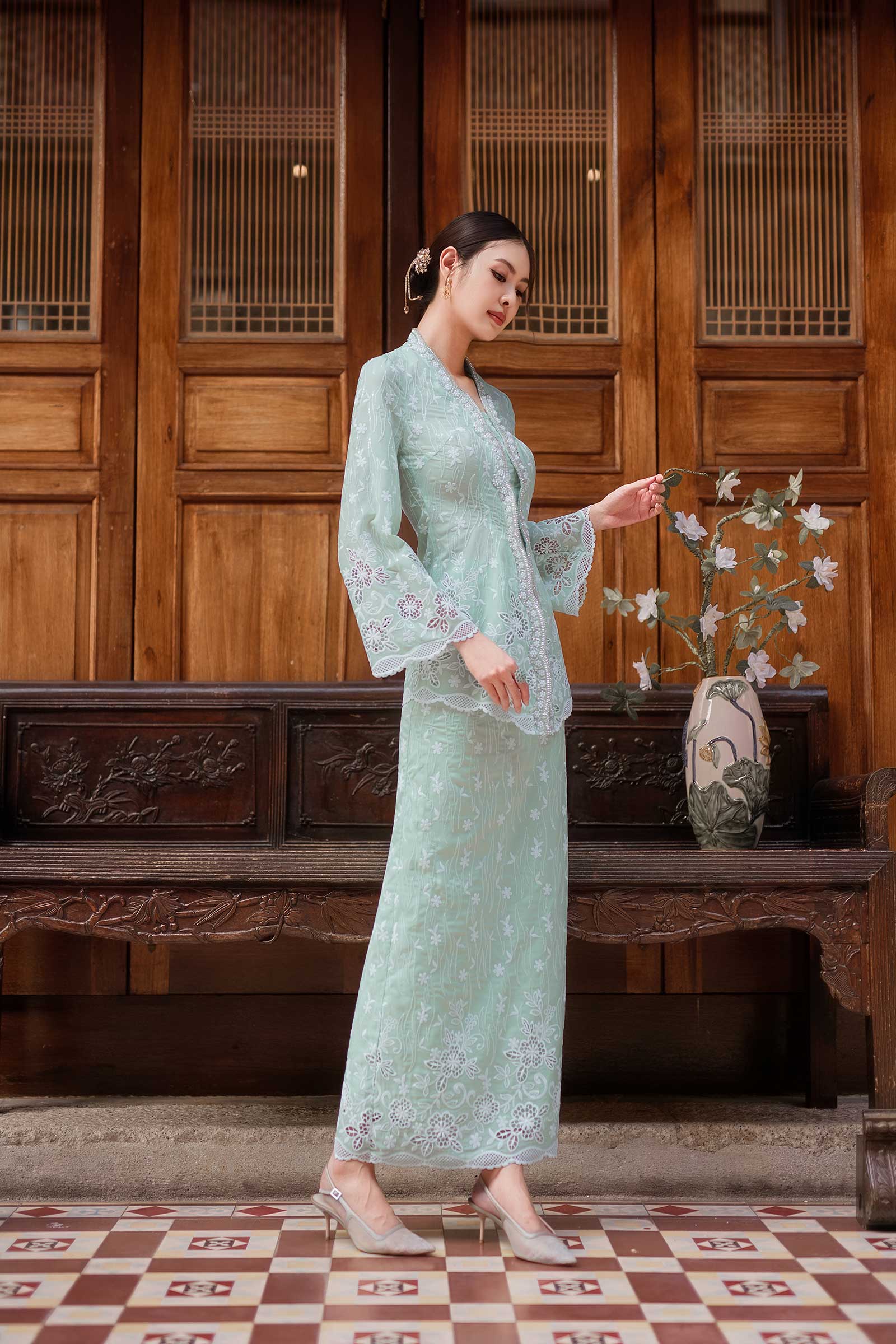 Sofea Kebaya Set (Mint Green)
