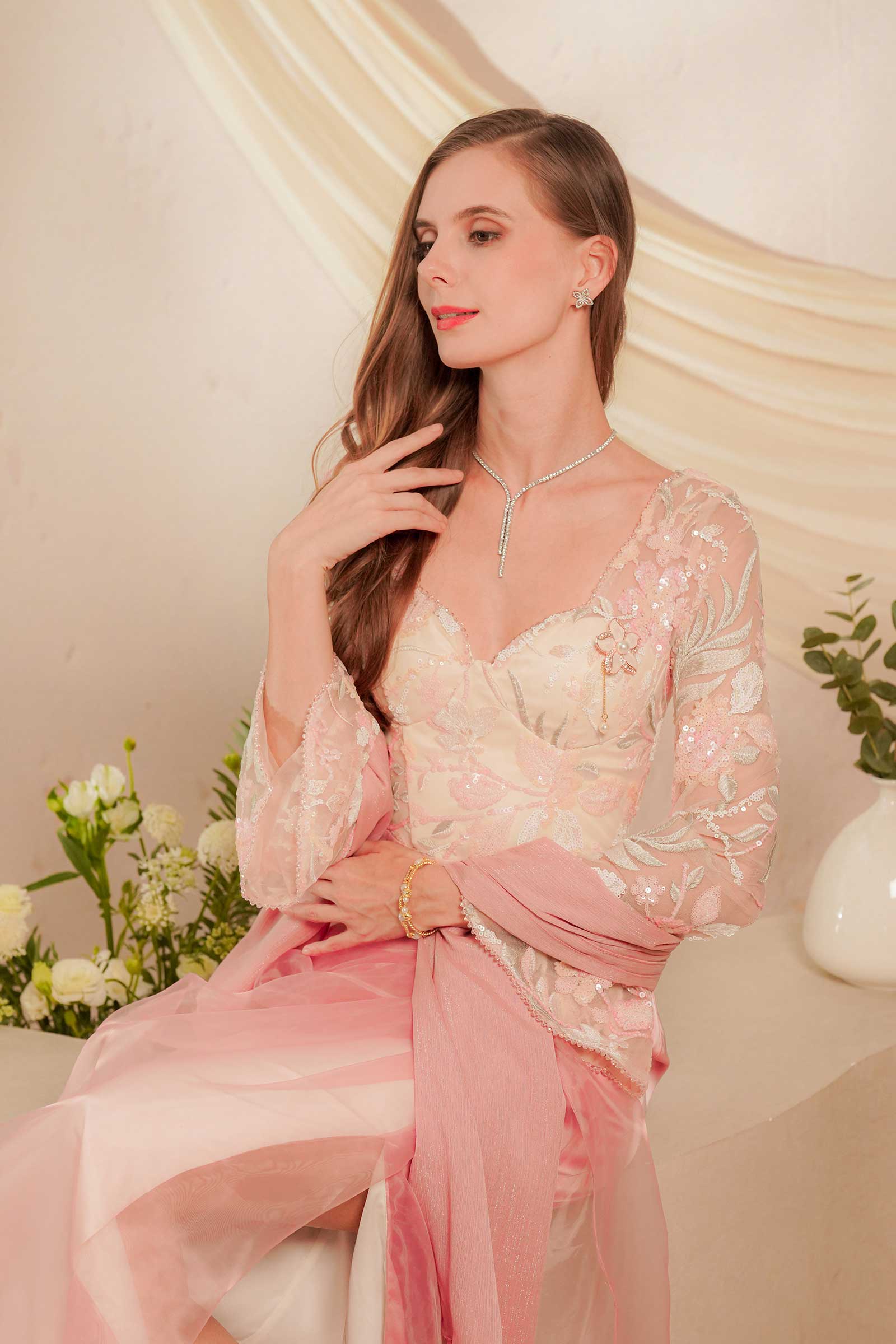 Rhea Kebaya Dress (Pink)