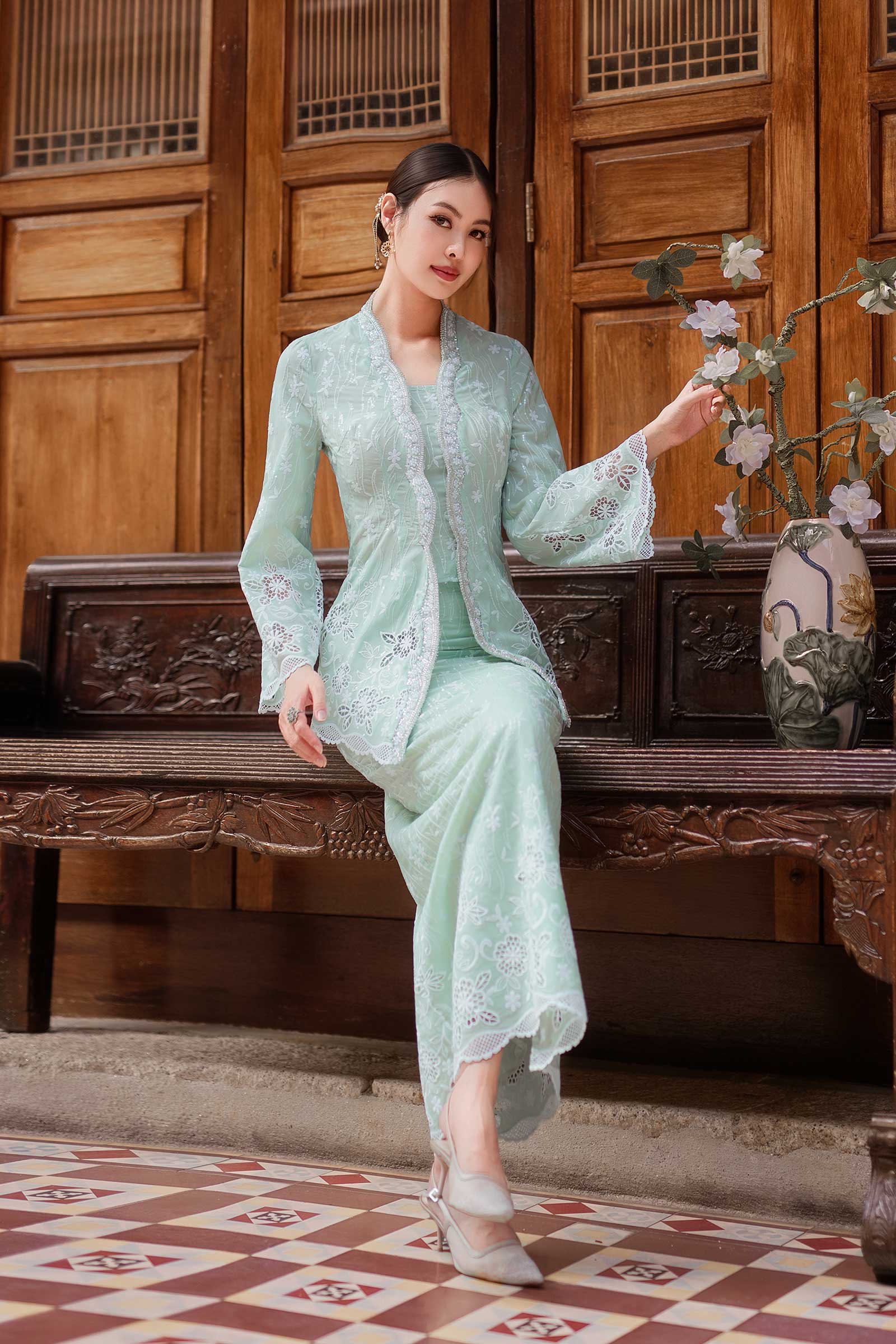 Sofea Kebaya Set (Mint Green)