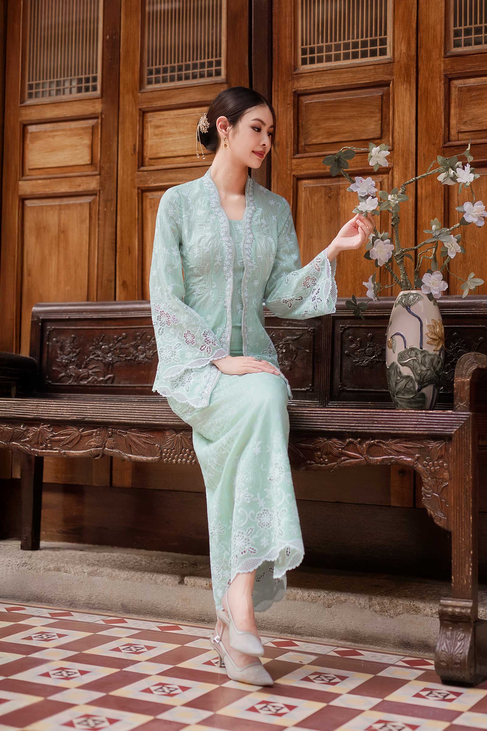 Sofea Kebaya Set (Mint Green)