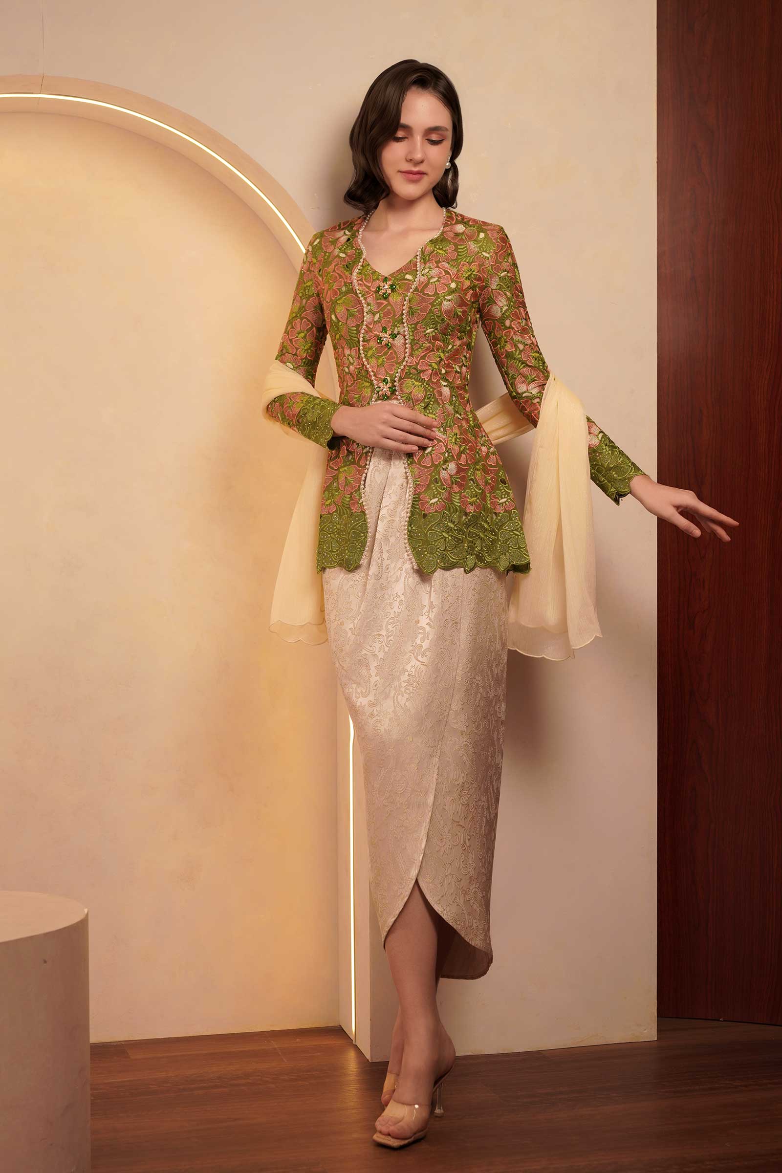 Olive Heirloom Kebaya Top