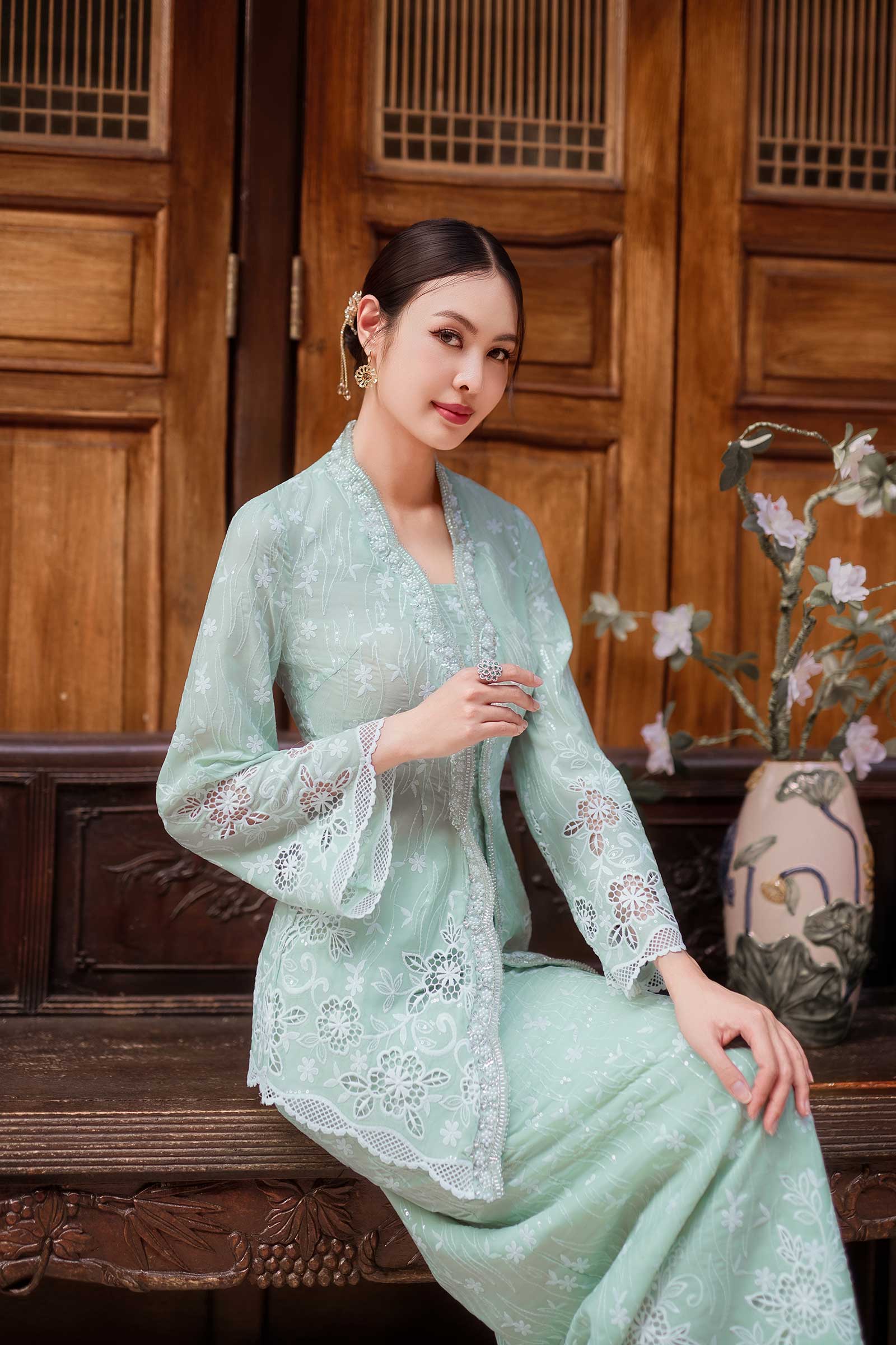 Sofea Kebaya Set (Mint Green)