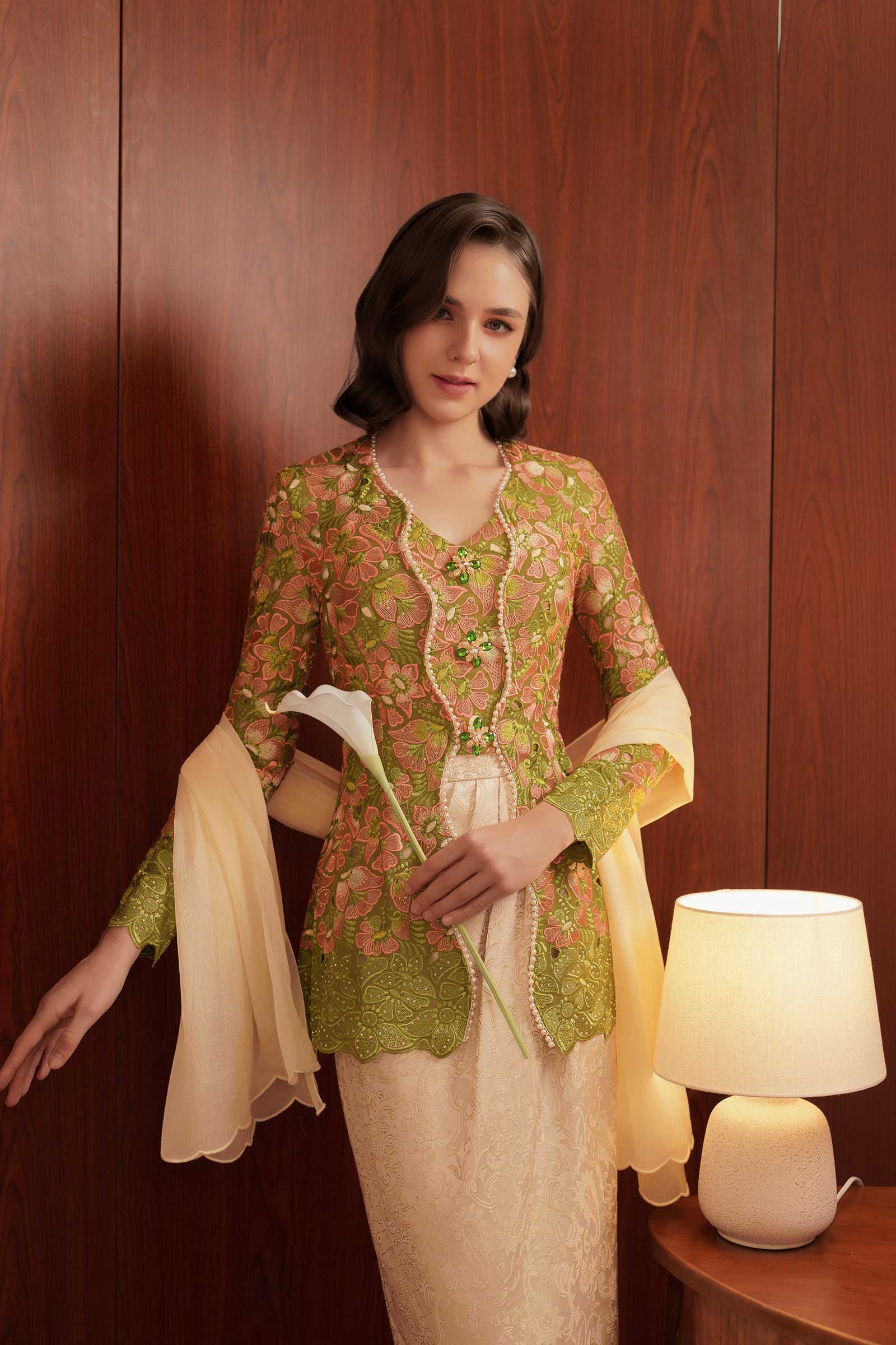 Olive Heirloom Kebaya Top