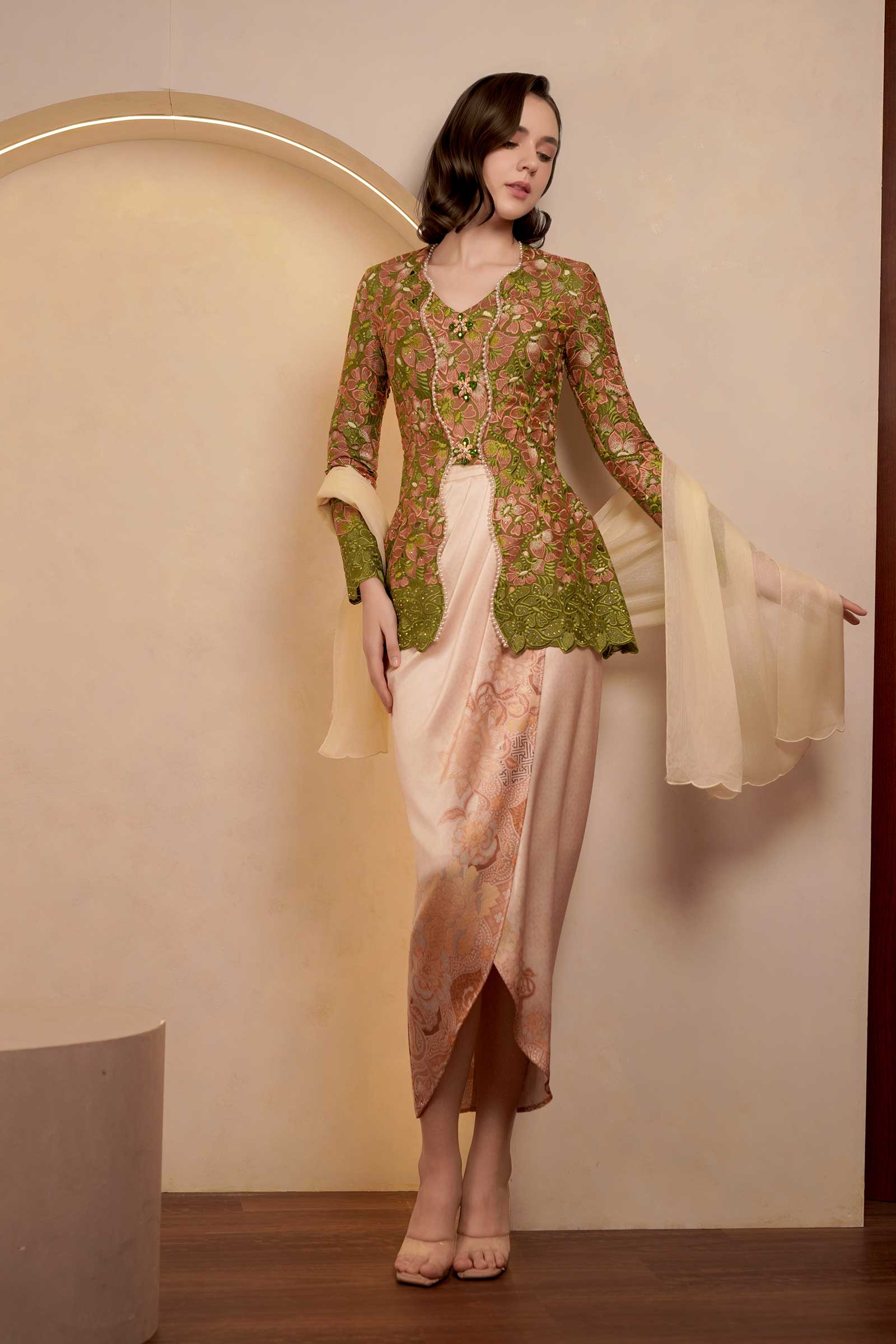 Olive Heirloom Kebaya Top