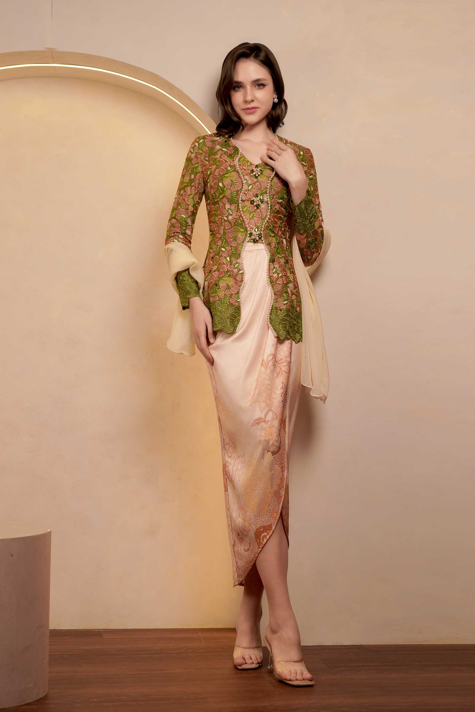Olive Heirloom Kebaya Top