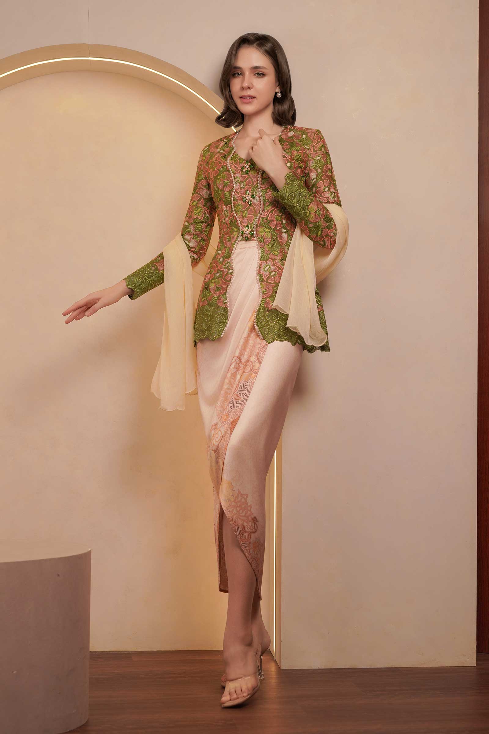 Olive Heirloom Kebaya Top