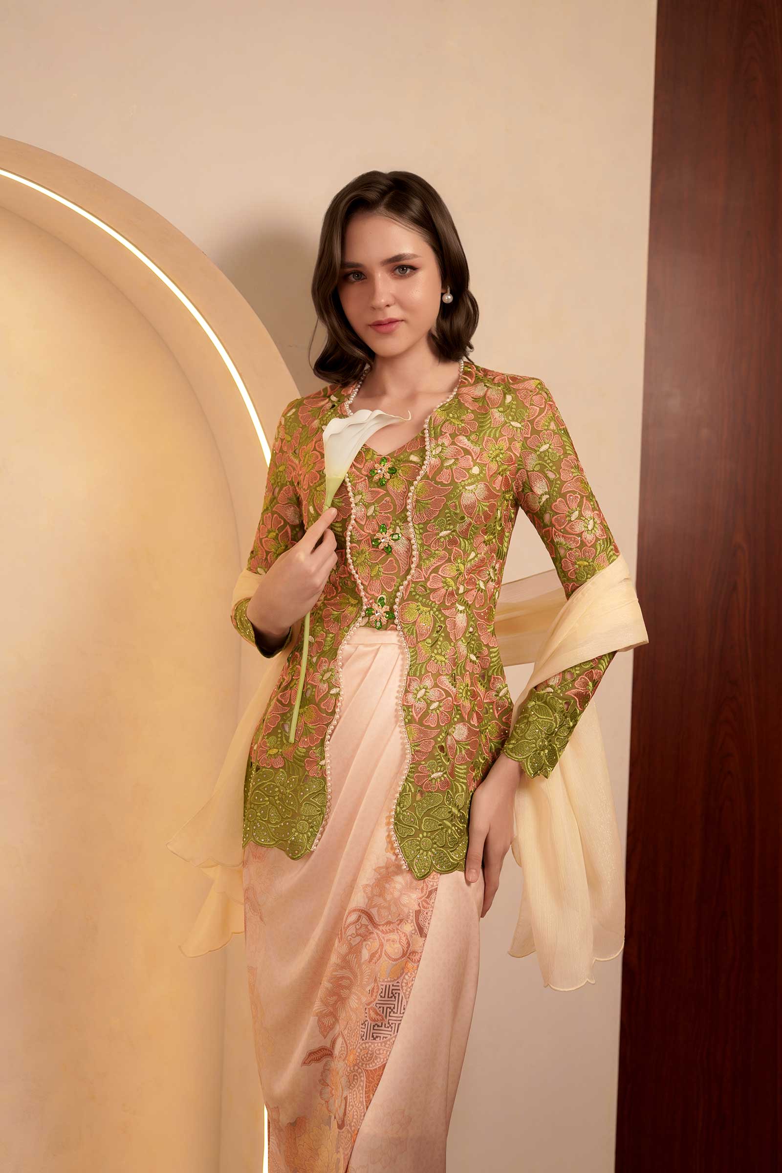 Olive Heirloom Kebaya Top