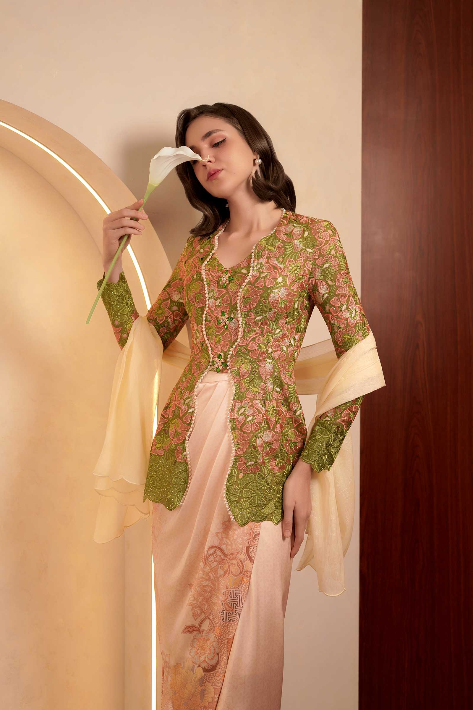 Olive Heirloom Kebaya Top