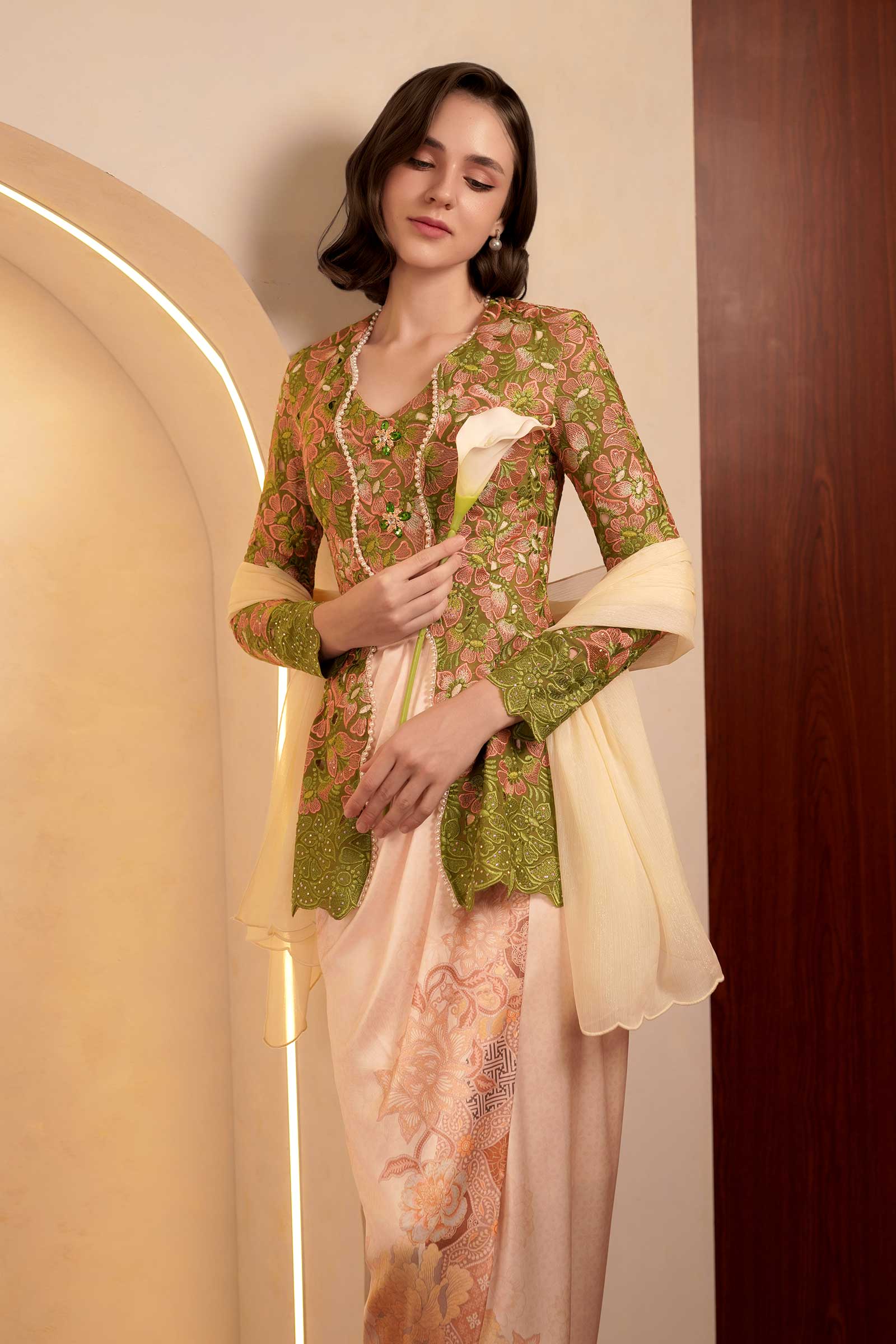 Olive Heirloom Kebaya Top