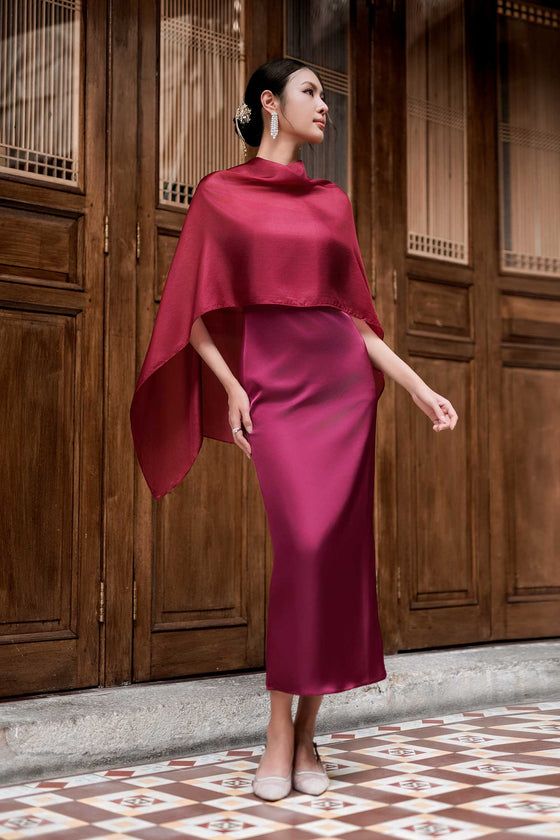 NEW Elaris Multiway Silk Cape (Red) (NON RETURNABLE)