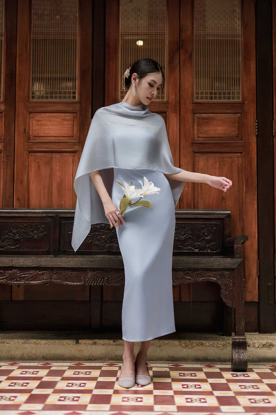 NEW Elaris Multiway Silk Cape (Dusty Blue) (NON RETURNABLE)