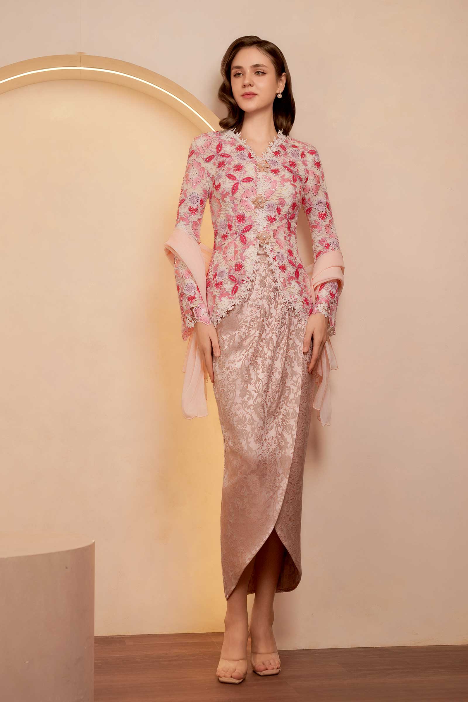 Rose Modern Kebaya Set (Pink)