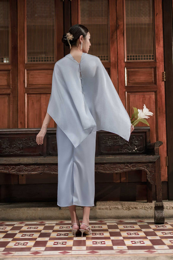 NEW Elaris Multiway Silk Cape (Dusty Blue) (NON RETURNABLE)