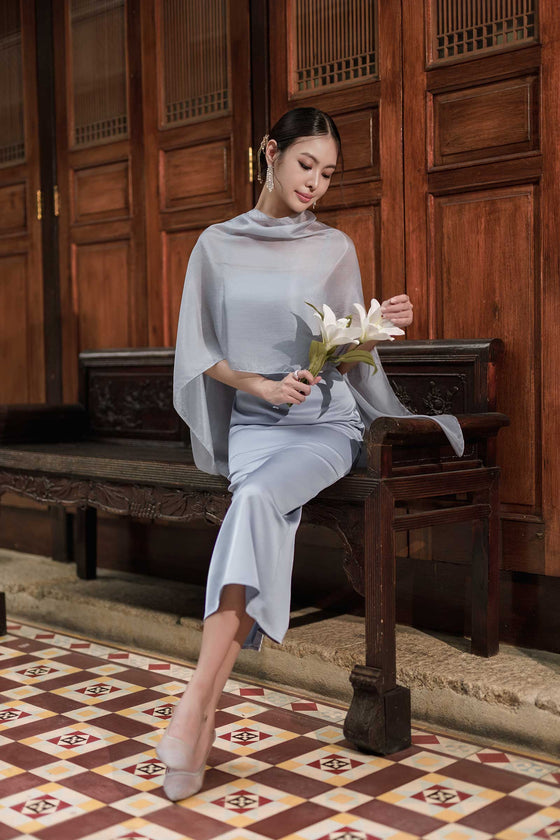 NEW Elaris Multiway Silk Cape (Dusty Blue) (NON RETURNABLE)