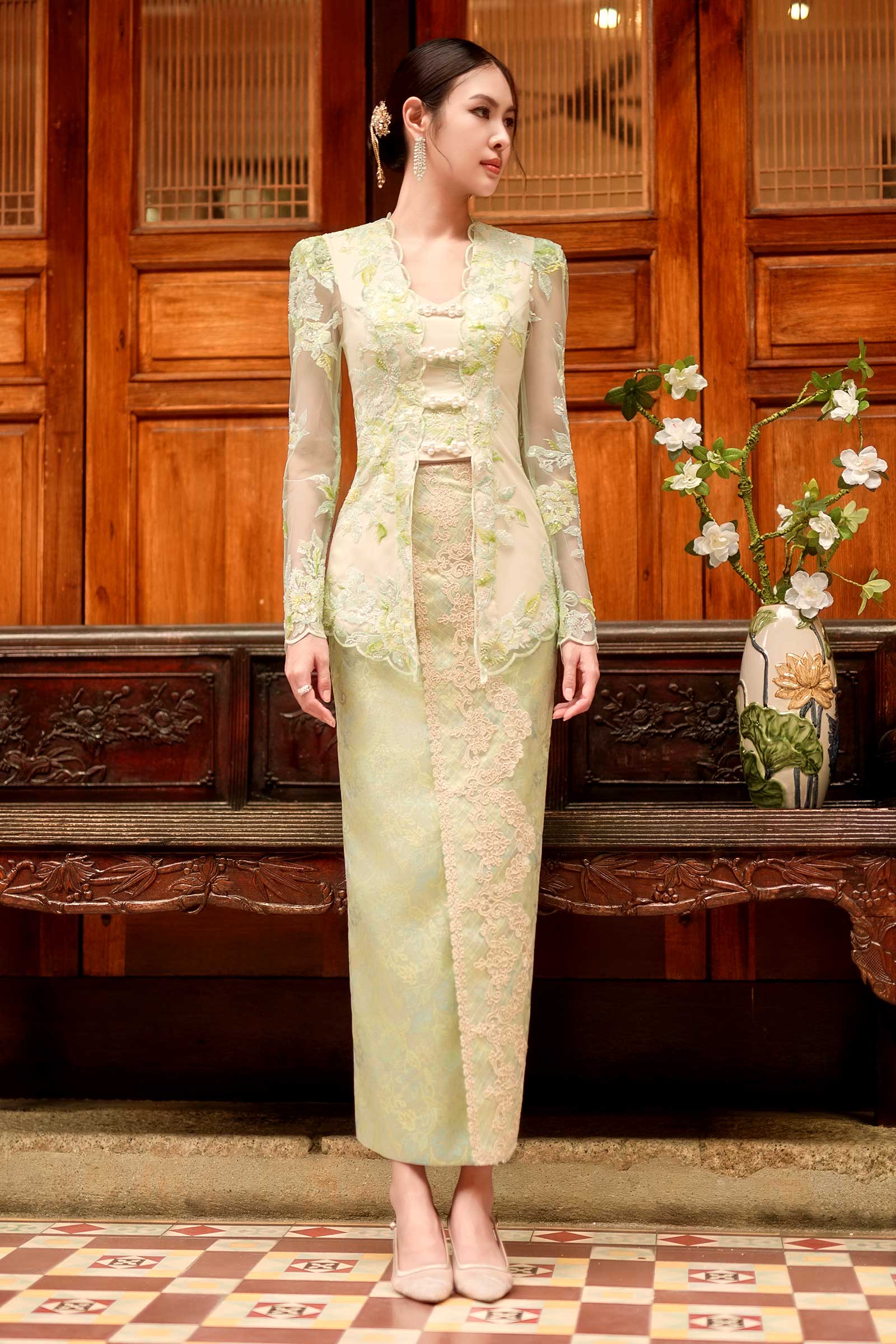 Lysanne Kebaya Padded Top (Green)