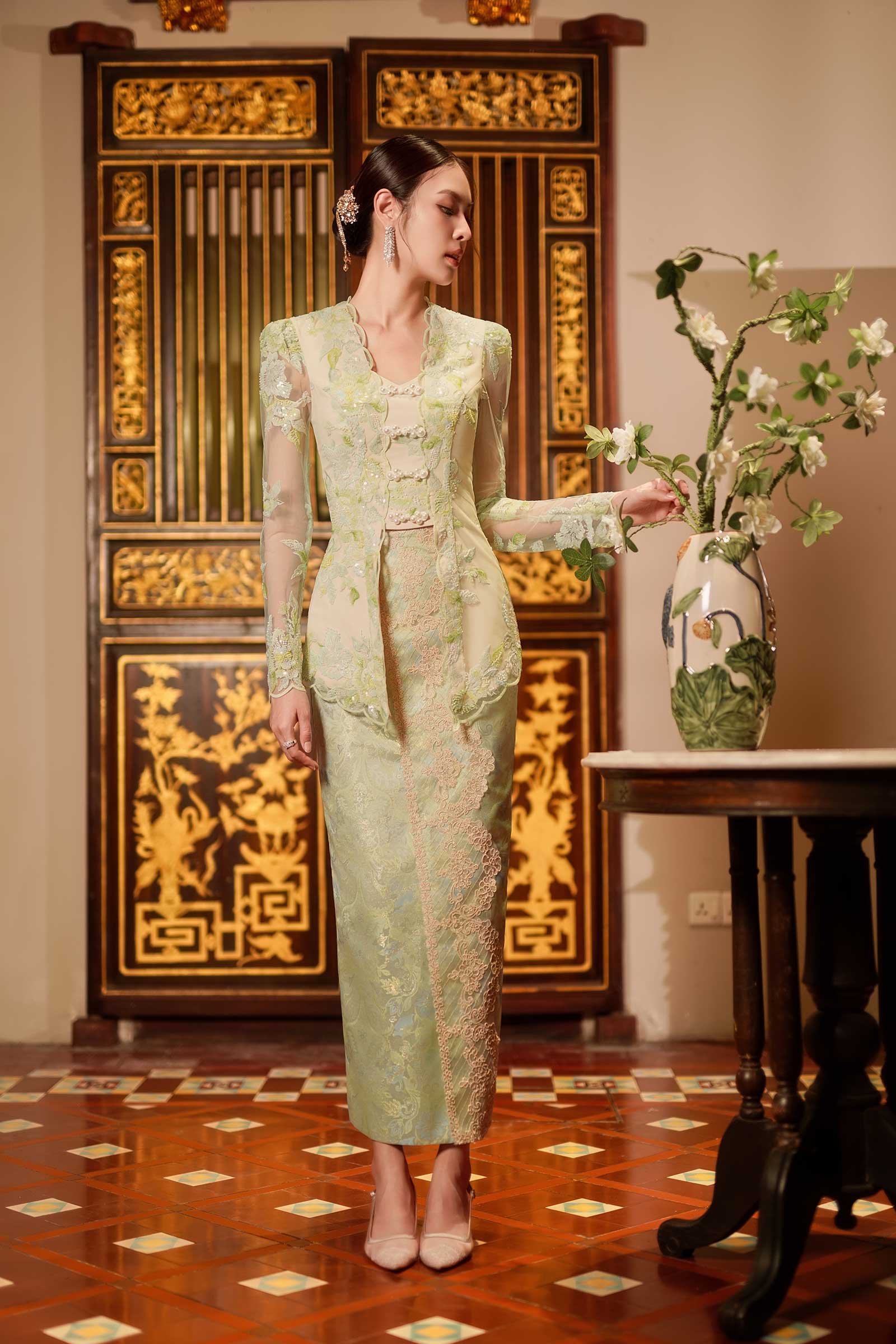Lysanne Kebaya Padded Top (Green)