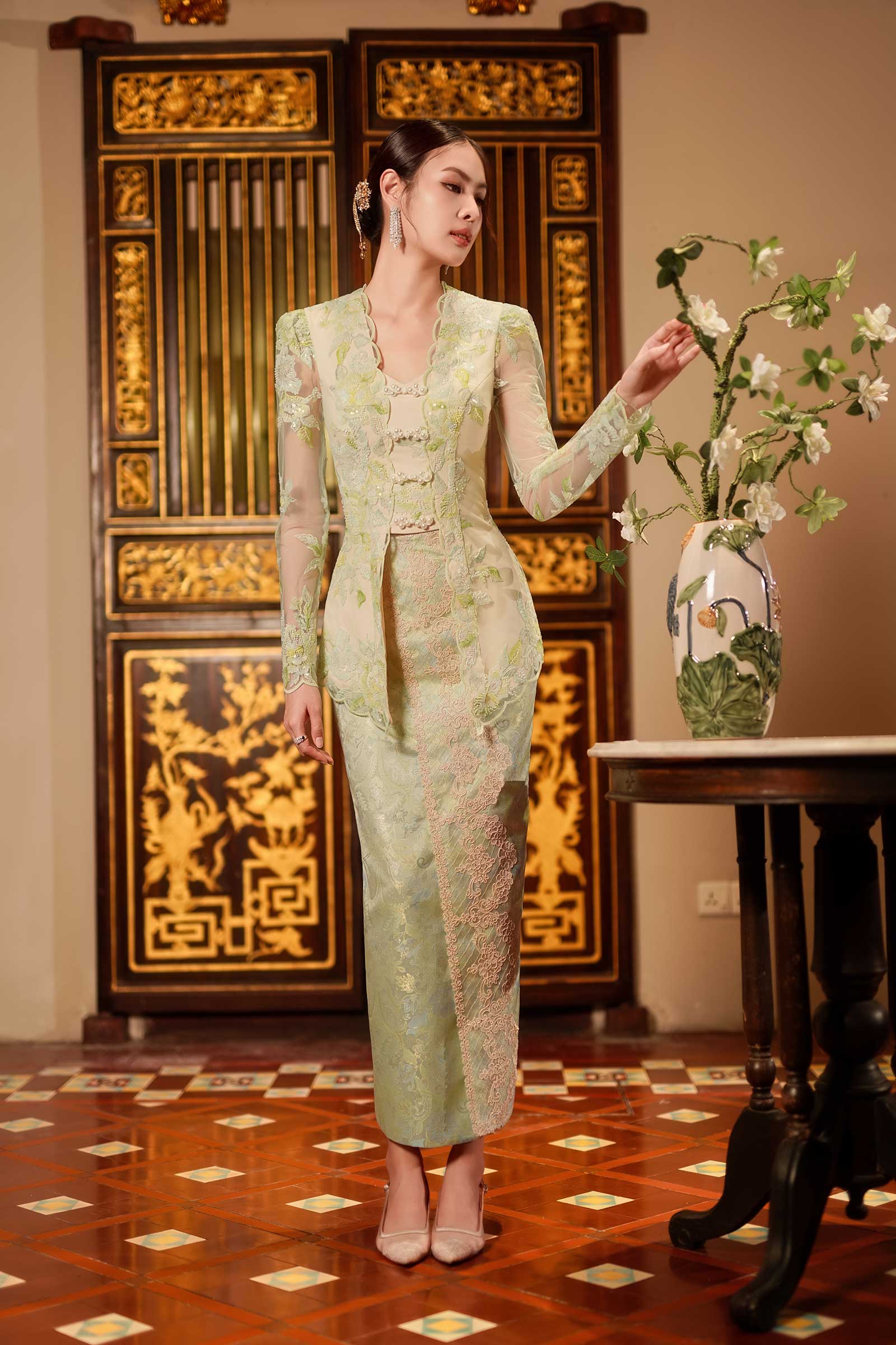 Lysanne Kebaya Padded Top (Green)