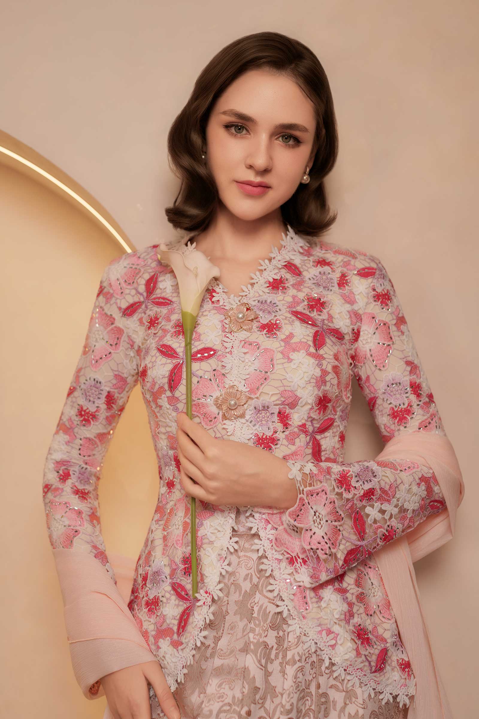 Rose Modern Kebaya Set (Pink)