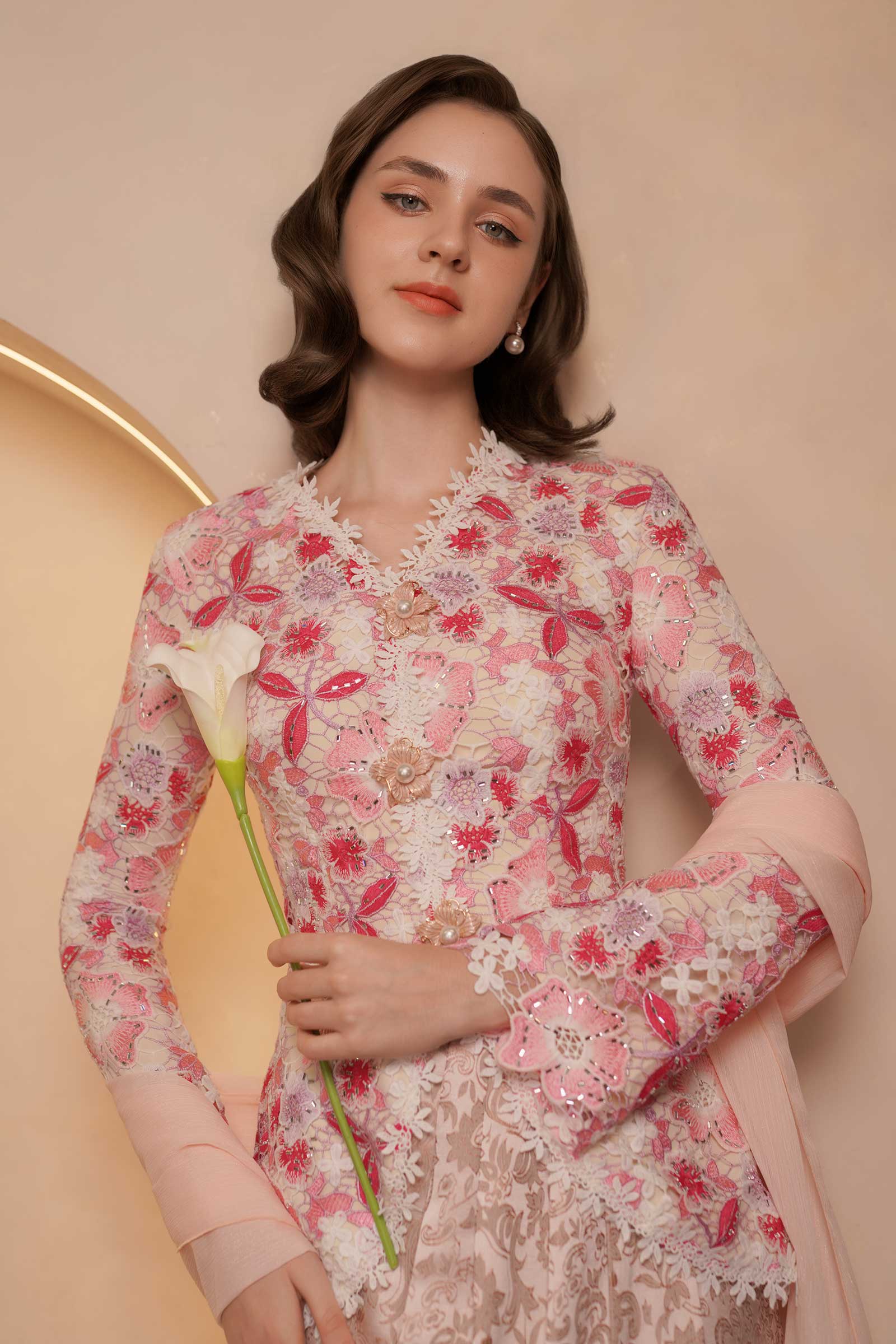 Rose Modern Kebaya Set (Pink)