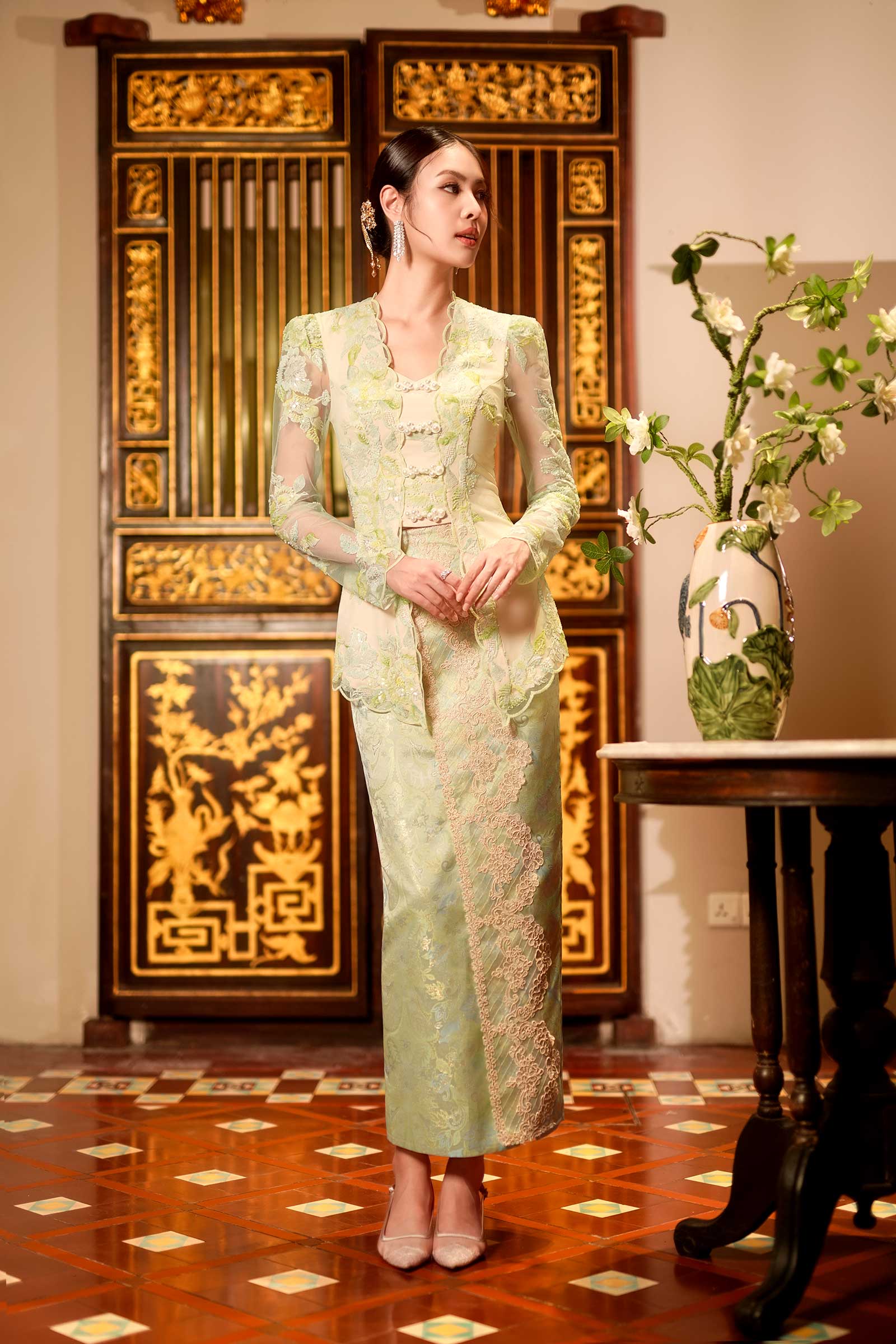 Lysanne Kebaya Padded Top (Green)