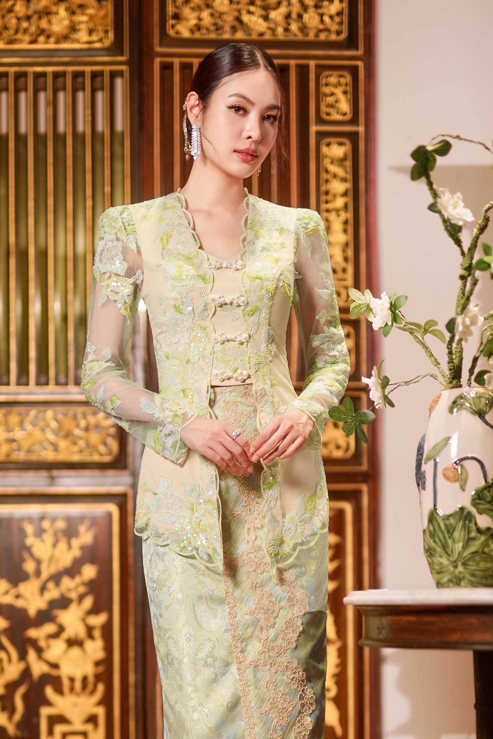 Lysanne Kebaya Padded Top (Green)