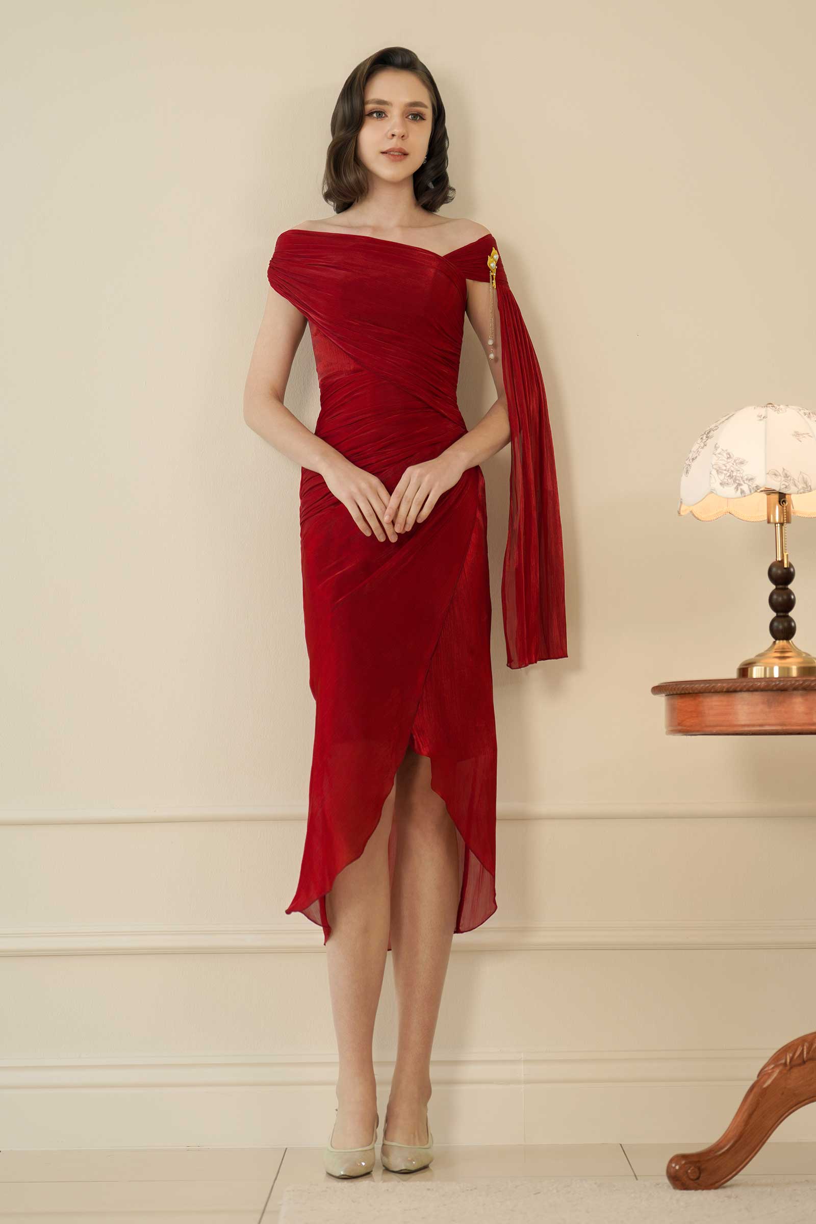 Sylvera Scarf Dress (Ruby Red)