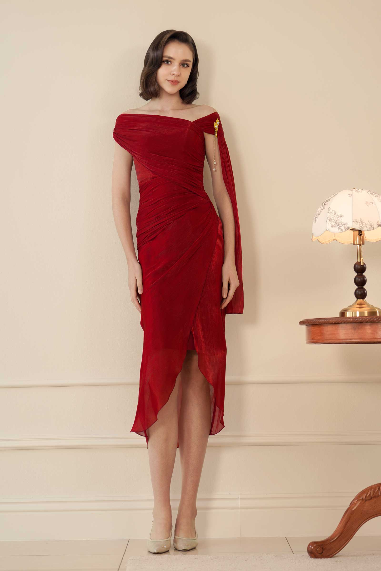 Sylvera Scarf Dress (Ruby Red)