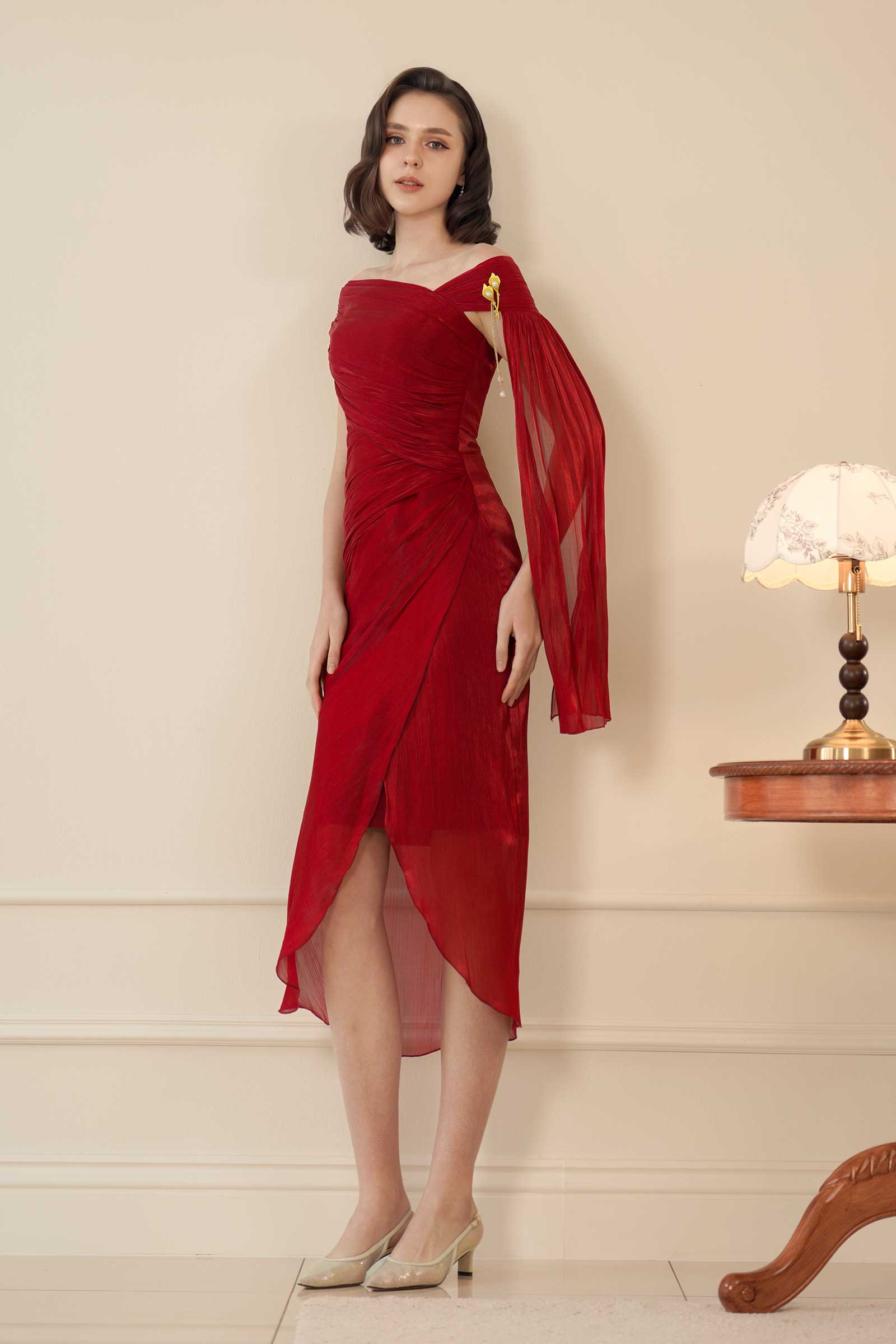 Sylvera Scarf Dress (Ruby Red)