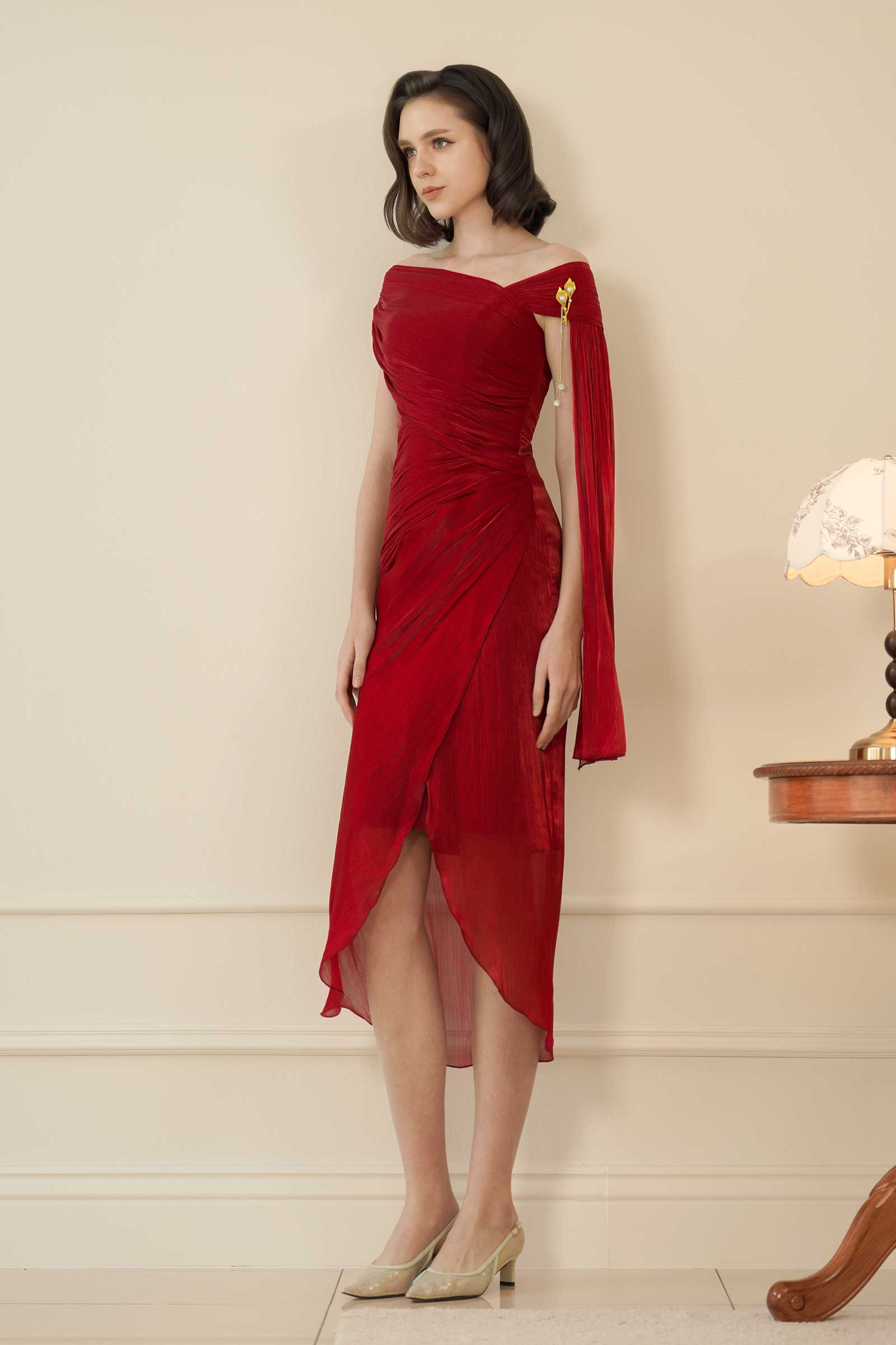 Sylvera Scarf Dress (Ruby Red)