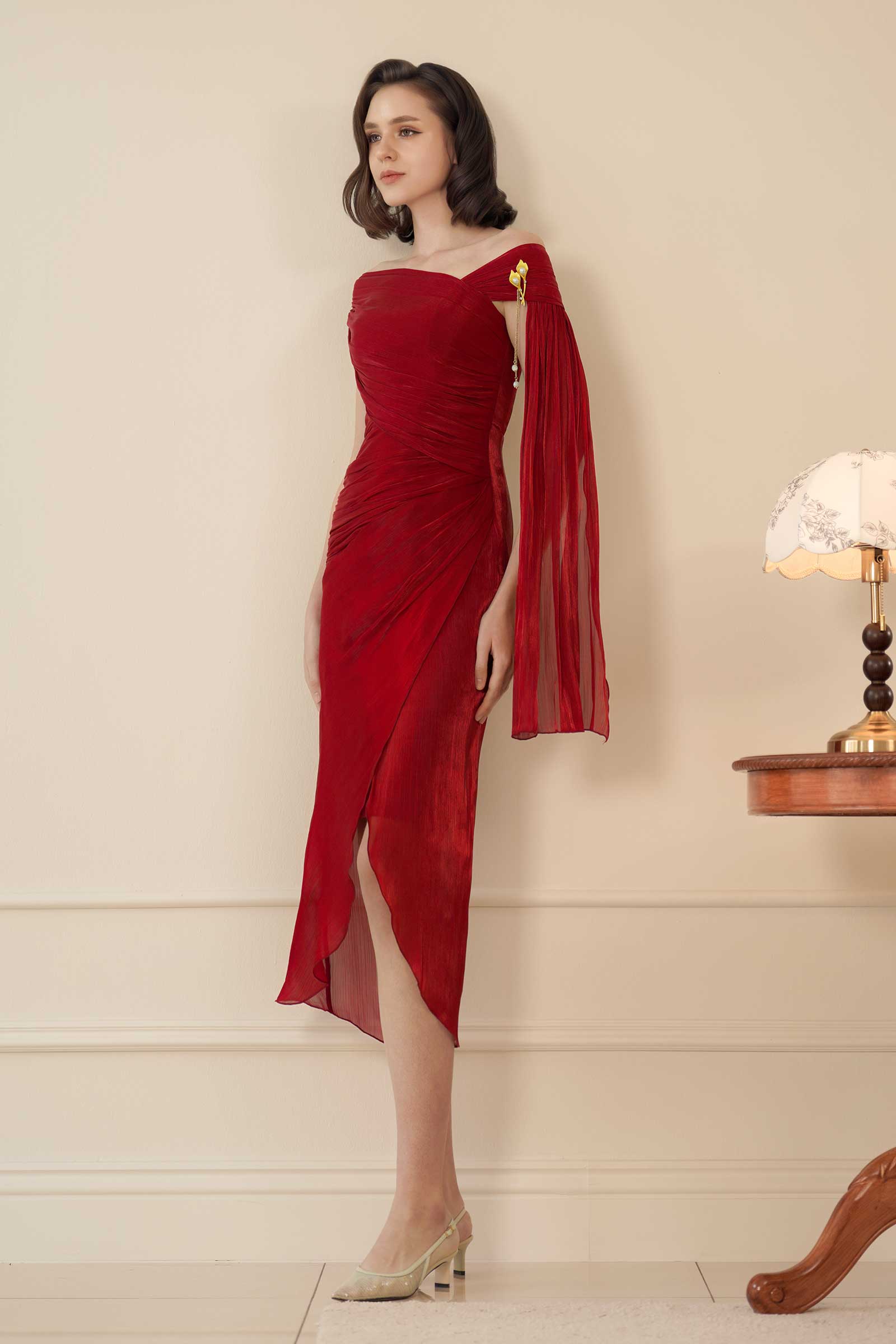 Sylvera Scarf Dress (Ruby Red)