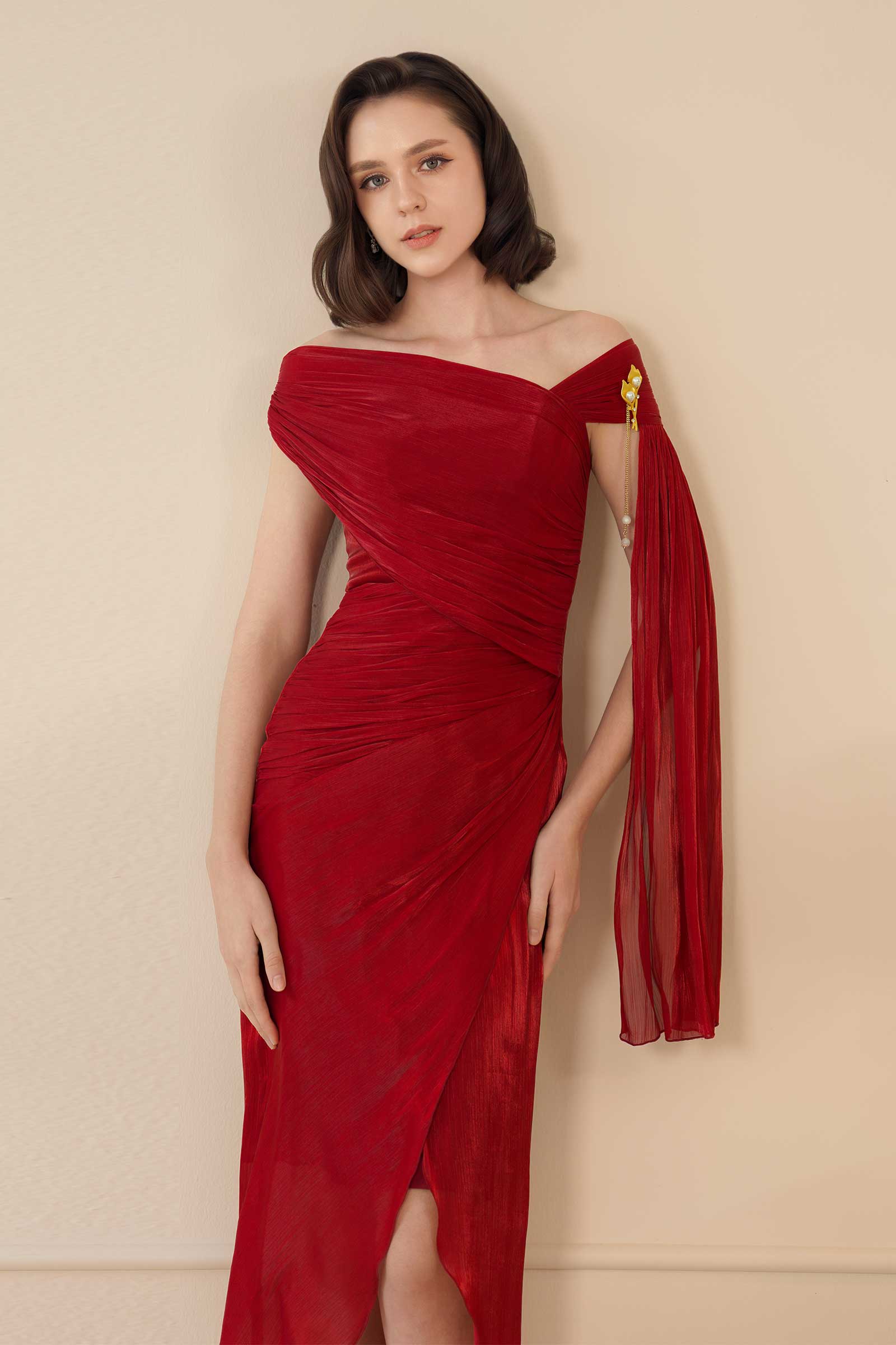 Sylvera Scarf Dress (Ruby Red)