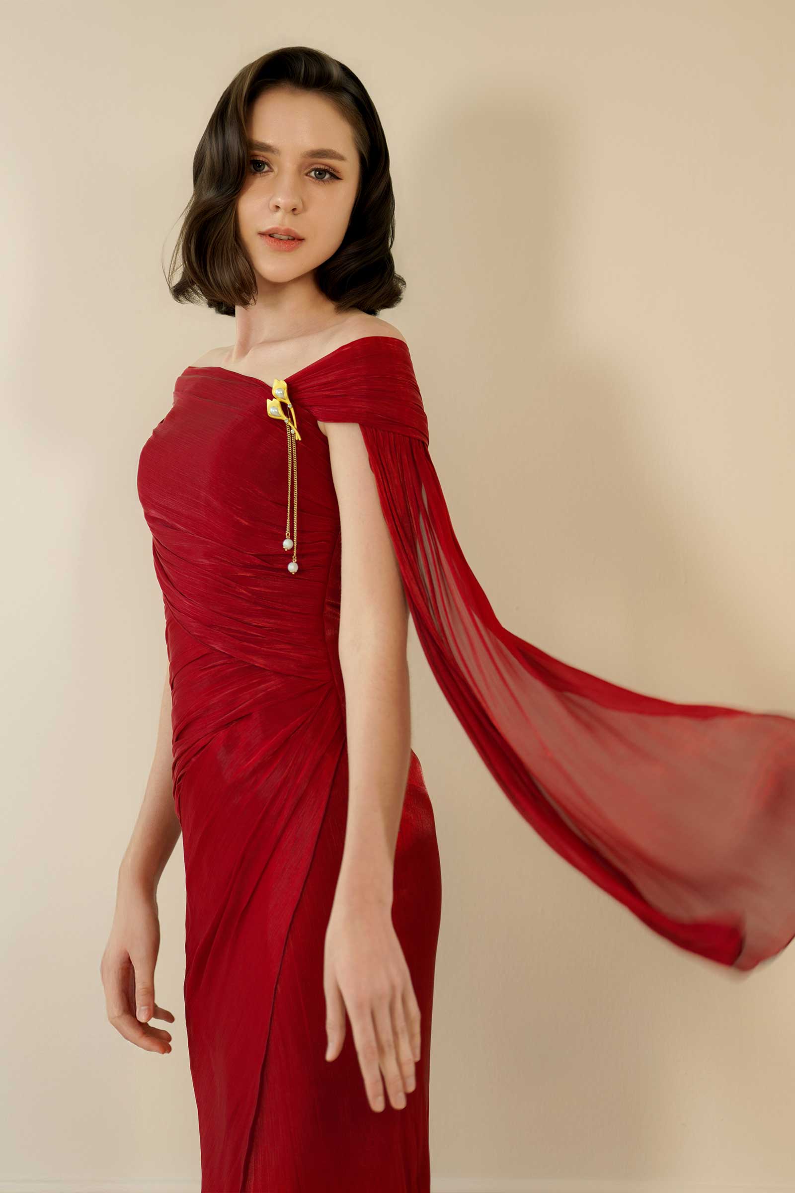 Sylvera Scarf Dress (Ruby Red)