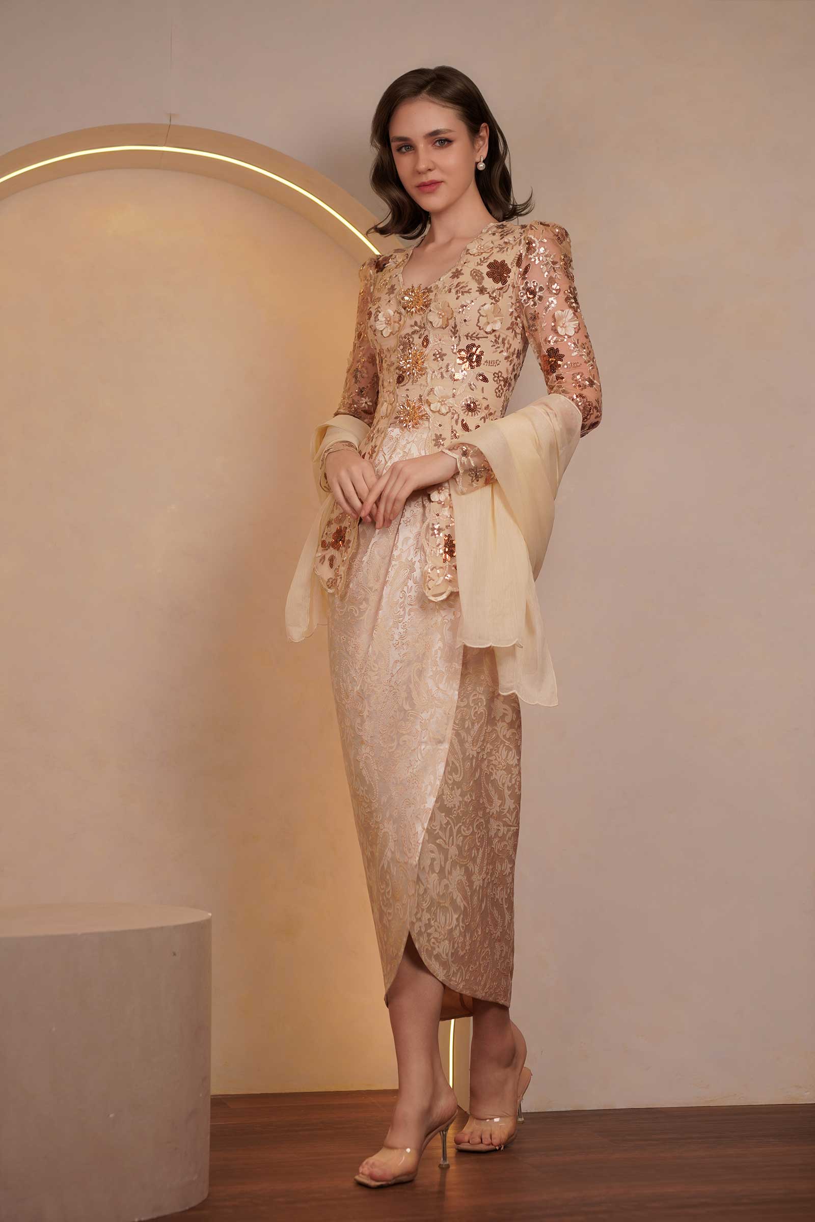 Sapphire Modern Kebaya Set (Gold)