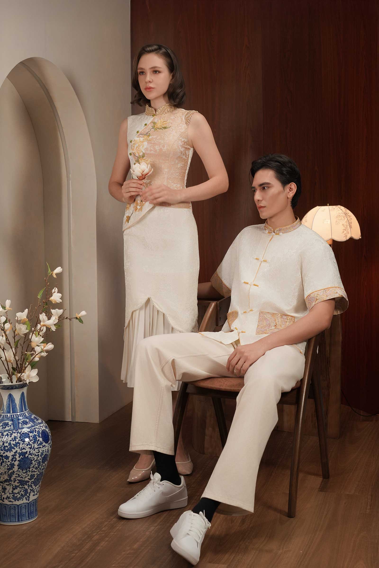 Solenia Qipao Top (Light Gold)