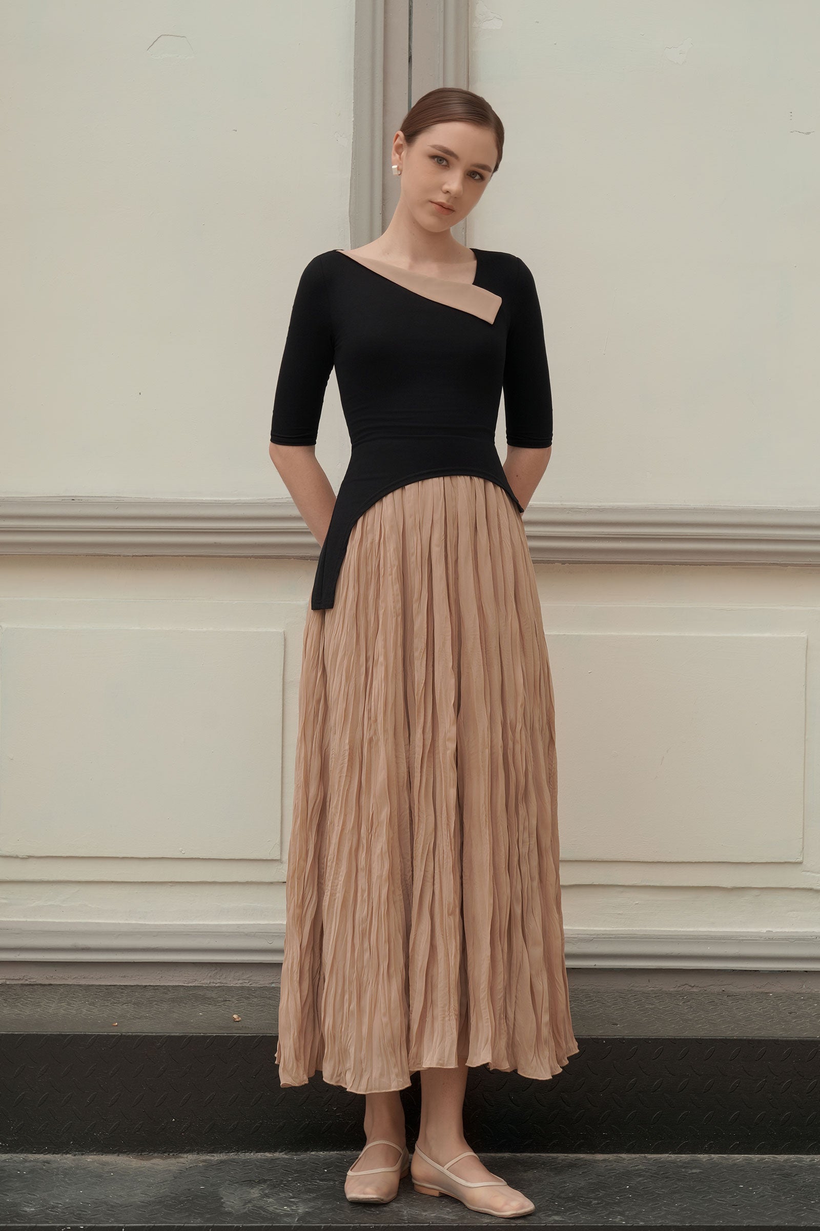 Ellear Dress (Black+Brown)