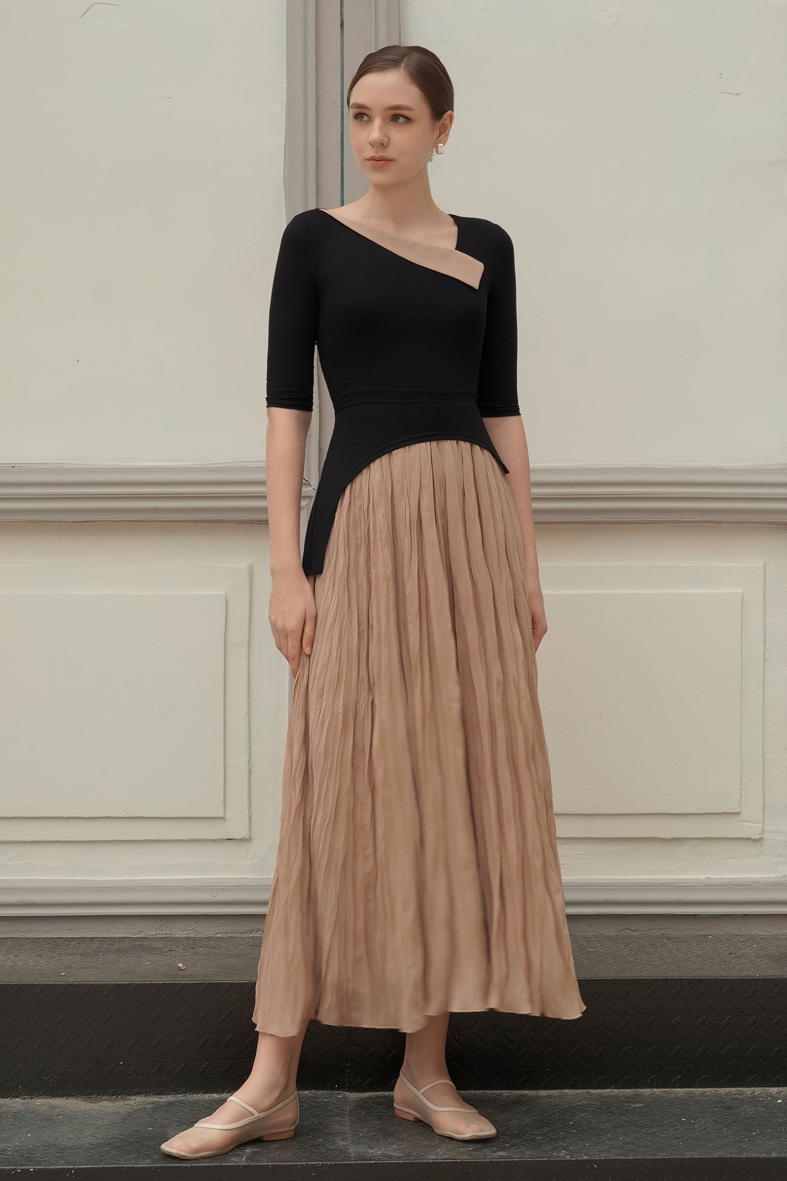 Ellear Dress (Black+Brown)