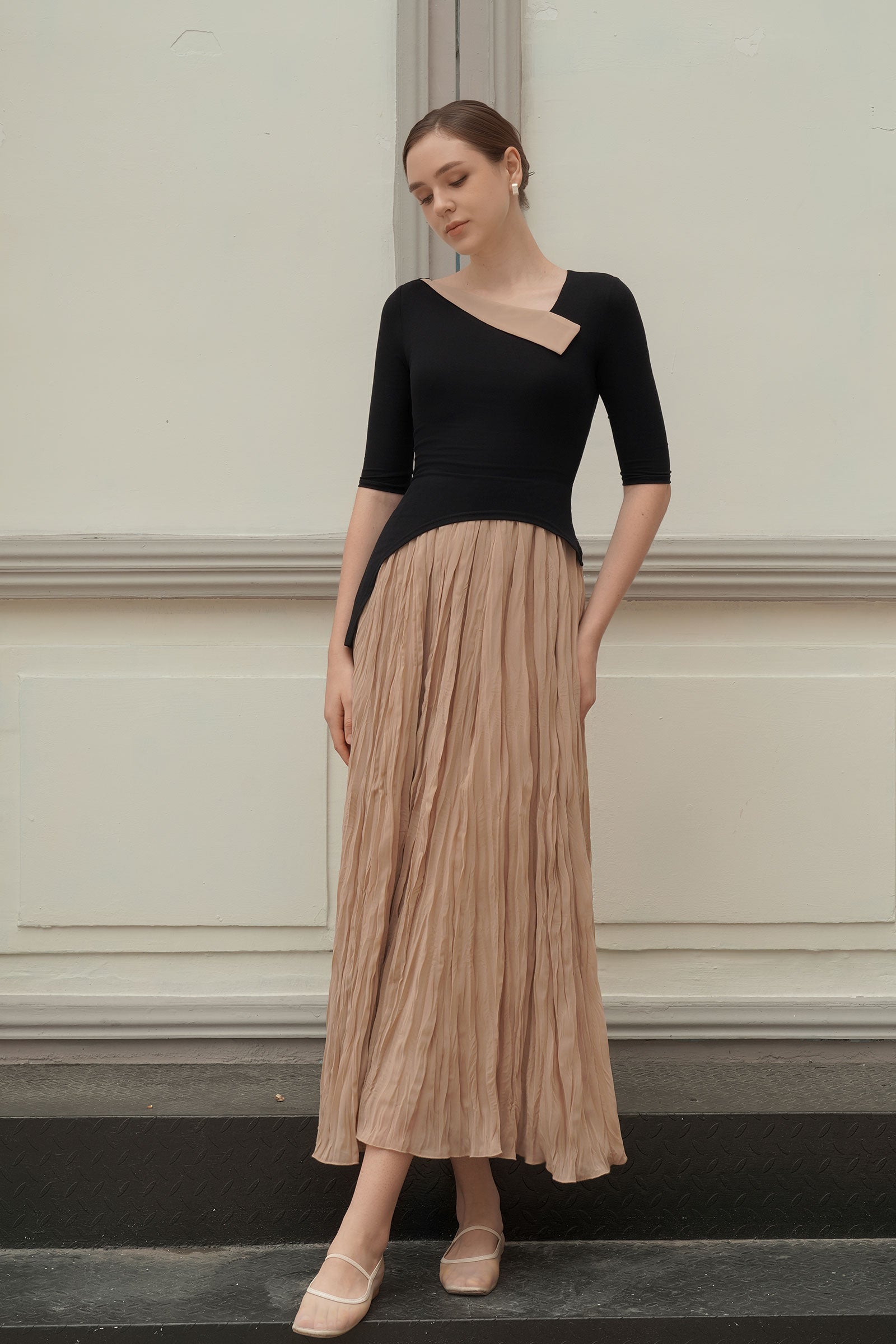 Ellear Dress (Black+Brown)