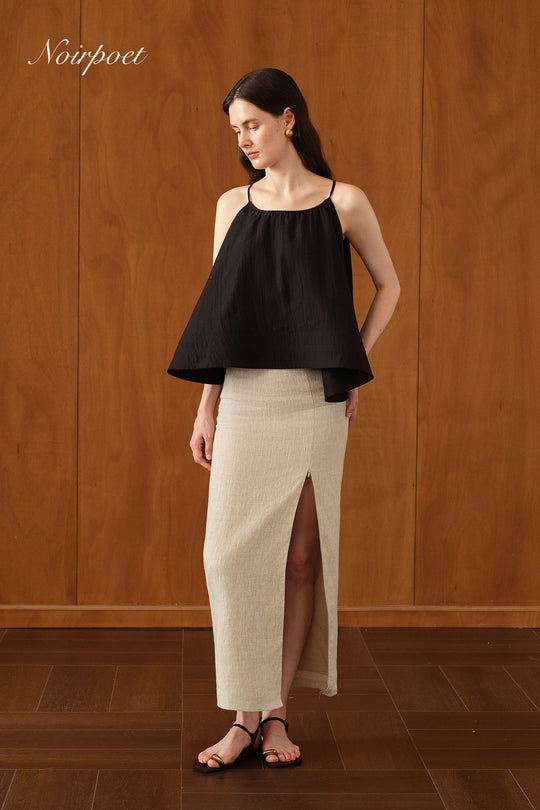 Mara Linen Midi Skirt (Natural Linen)