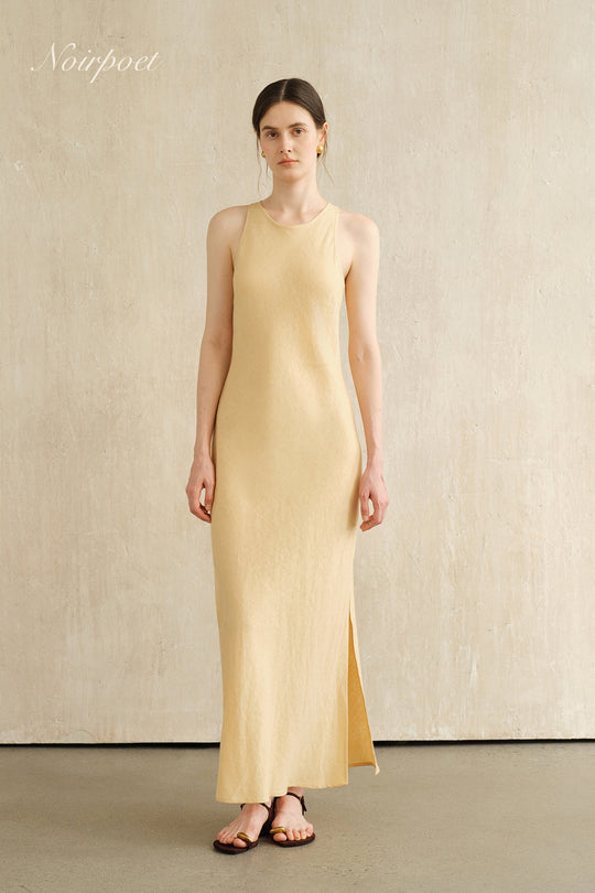 Yarra Linen Dress (Soft Butter)