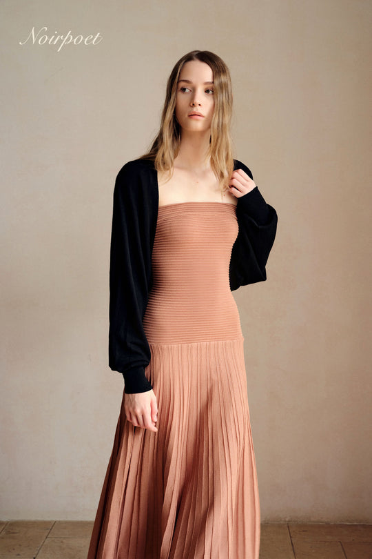 Beth Cropped Knit Overlay (Black)