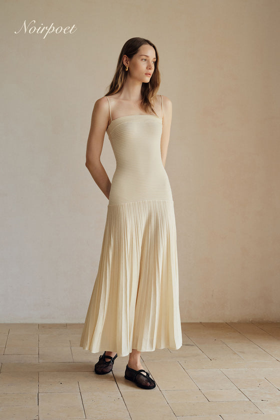 Phyllo Midi Knit Dress (Curd)