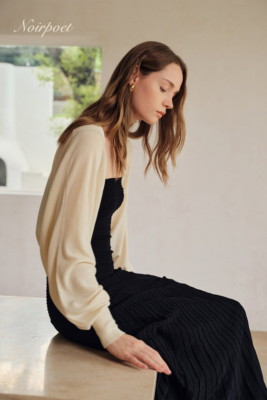 Beth Cropped Knit Overlay (Curd)