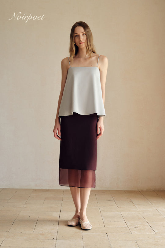 Allegra Organza Hemline Midi Skirt (Ganache)