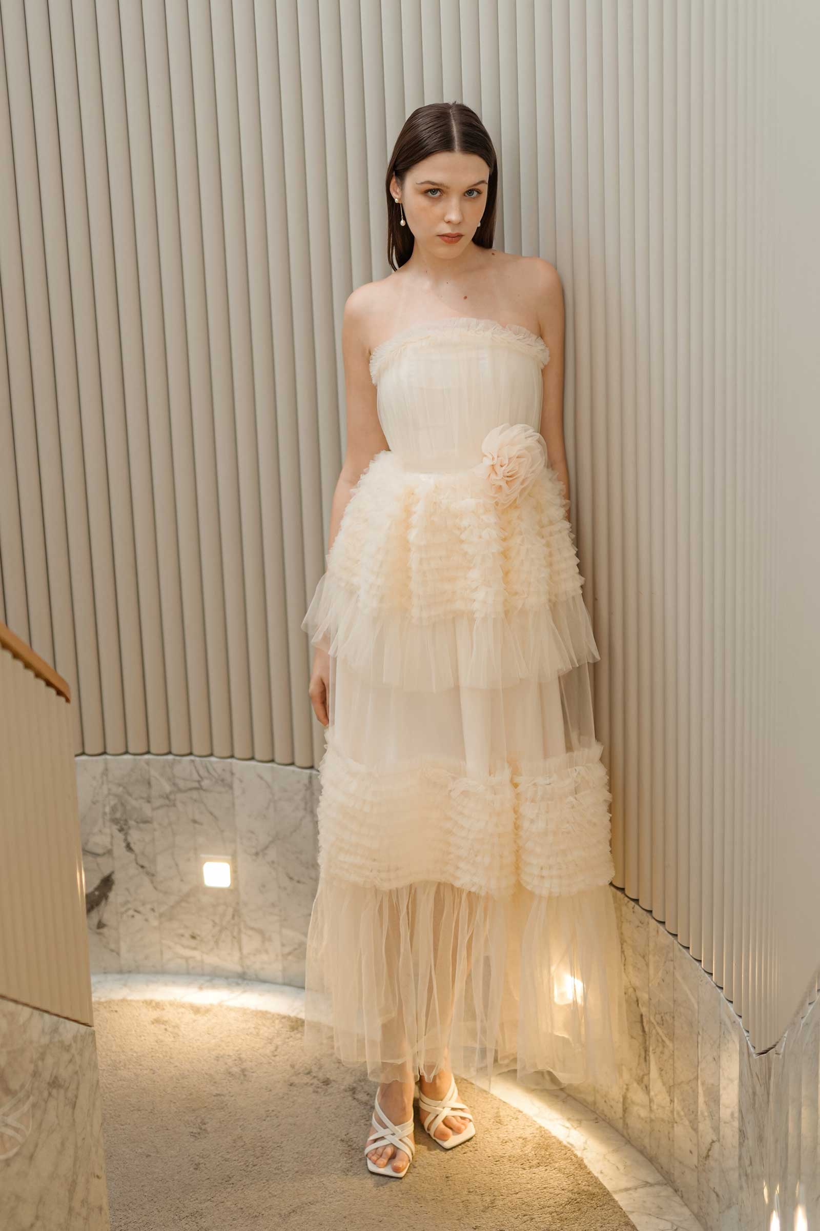 Davernial Tulle Gown (Cream)