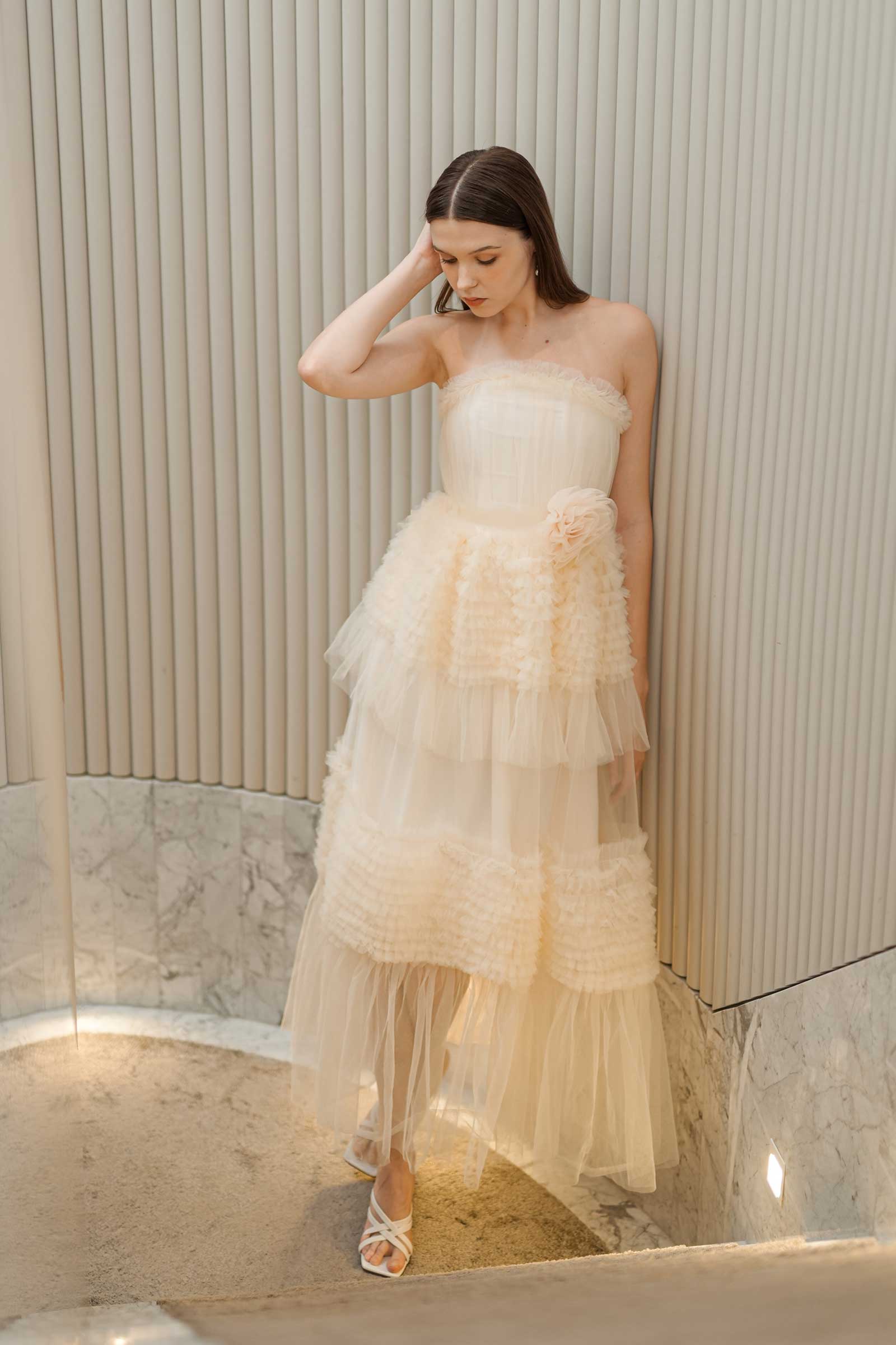 Davernial Tulle Gown (Cream)