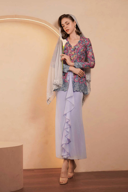 Velvet Demure Kebaya Set (Blue)