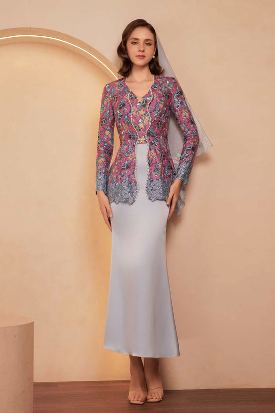 Velvet Classic Kebaya Set (Blue)