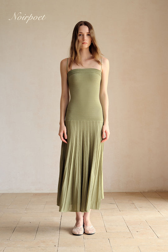 Phyllo Midi Knit Dress (Leaf)