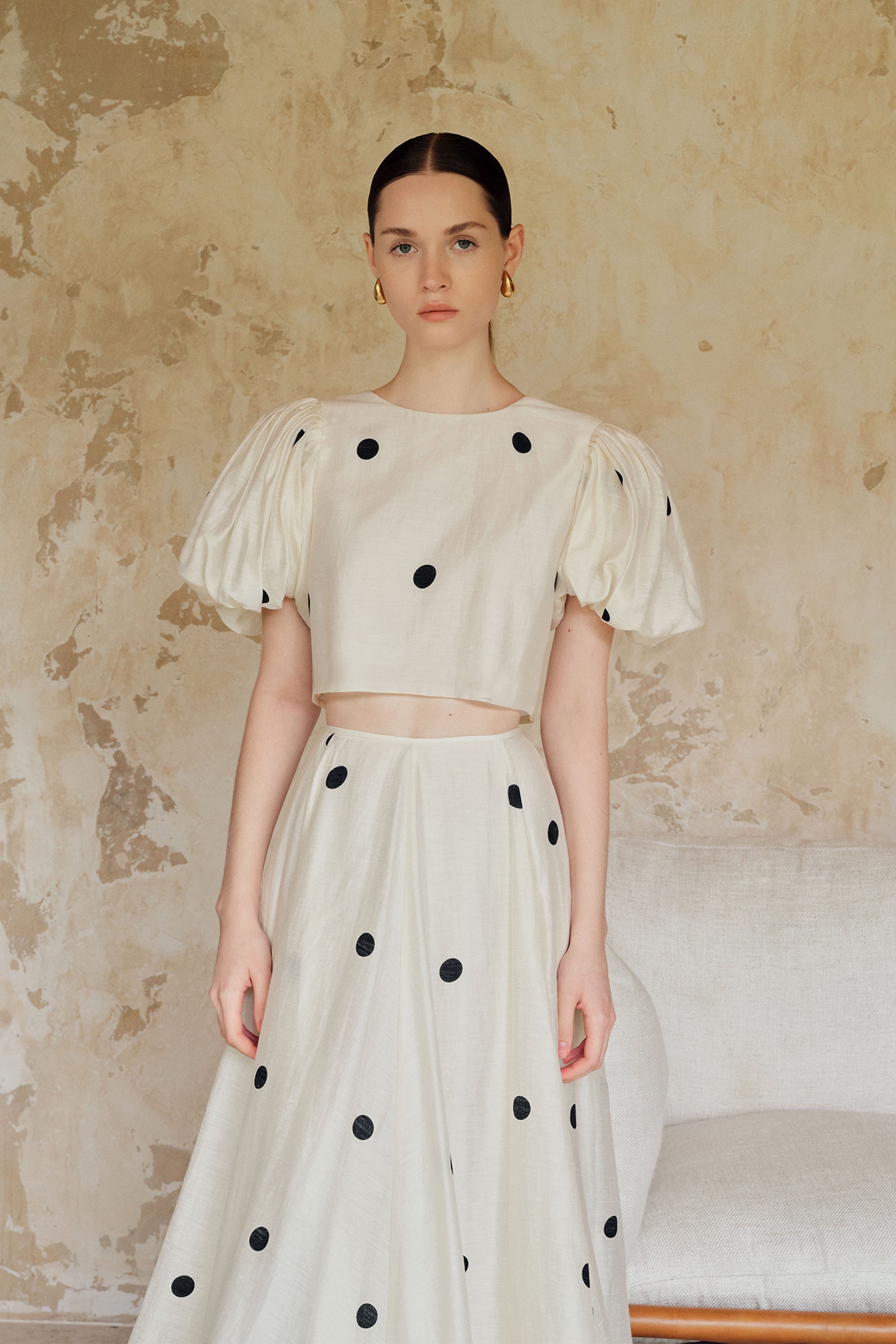 Gabi Polka Puff Sleeves Top